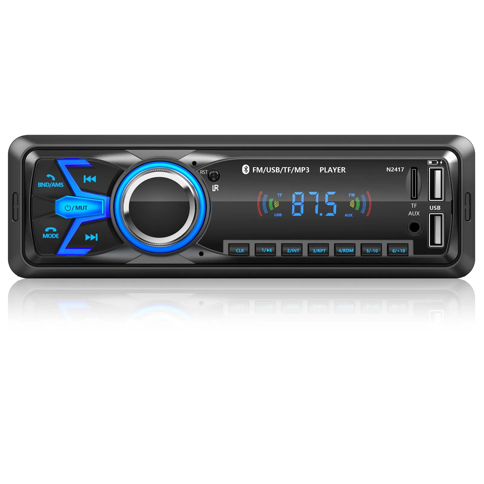Autoradio Bluetooth,Wistrue Stereo Auto Bluetooth Autoradio 1 DIN FM Radio Auto Lettore MP3 Supporta 2 USB/Ricarica rapida/SD/AUX/Telecomando/supporto iOS/Android