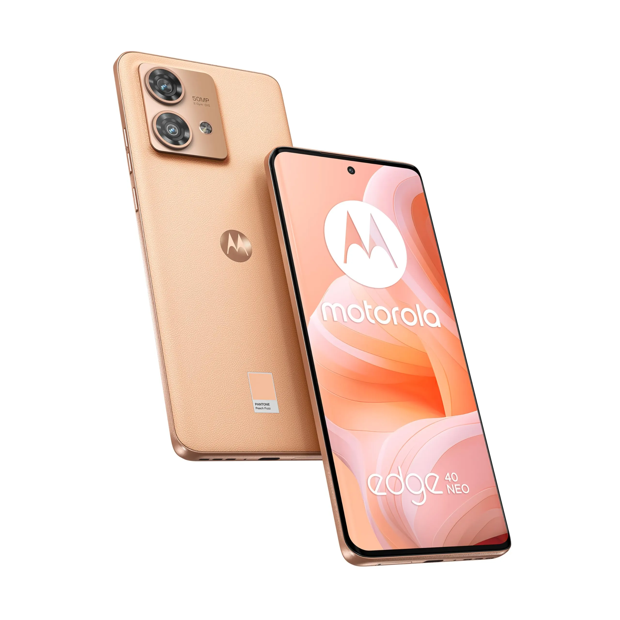 Motorola Edge 40 Neo (Ip68, Doppia Camera 50+13Mp, Display 6.55" Poled Fhd+ 144Hz, MediaTek Dimensity 7030, Batteria 5000 mAh, 12/256 Gb, Dual Sim, Android 13, Cover Inclusa), Arancione (Peach Fuzz)