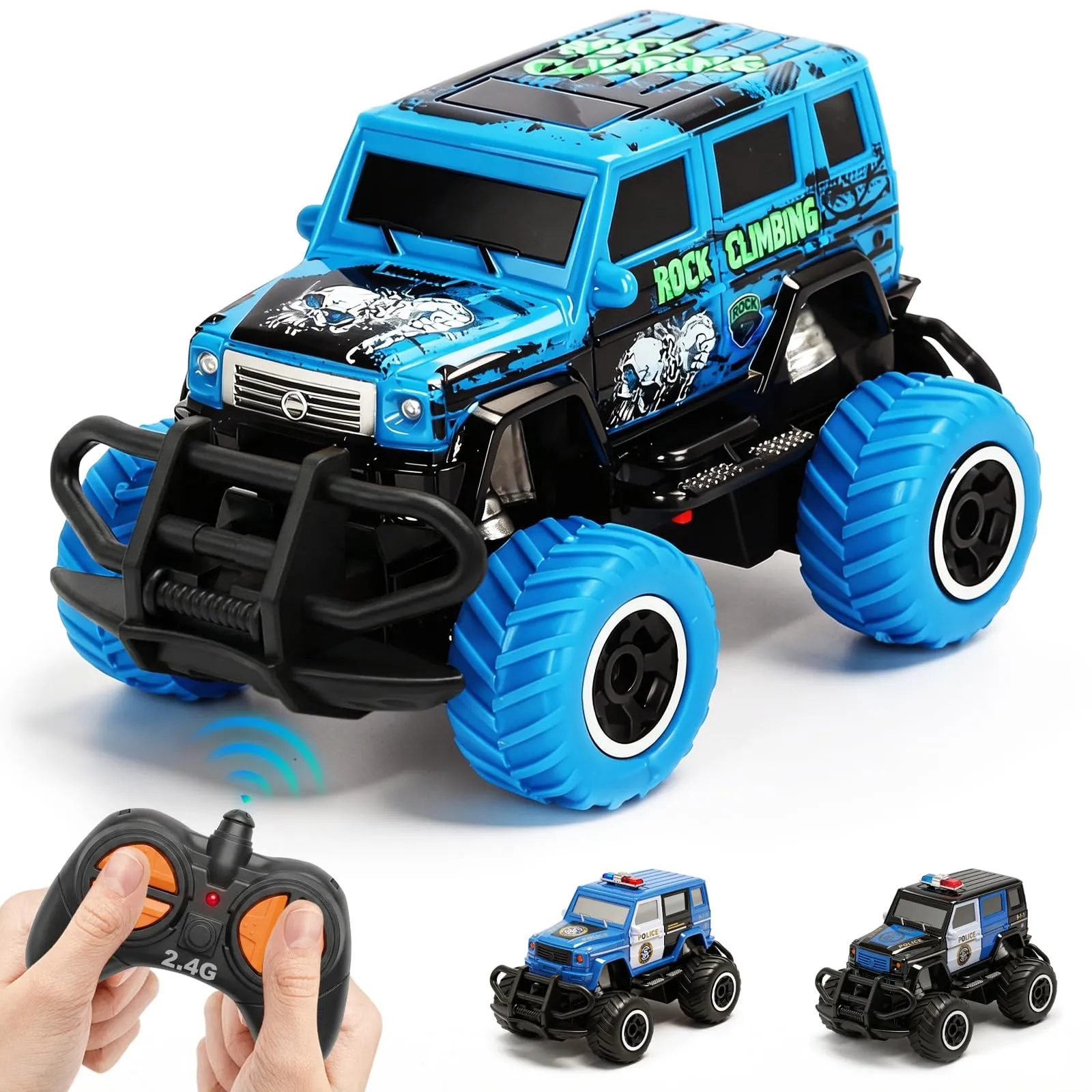 Pup Go Macchina Polizia Telecomandata per Bambini 3+ Anni, Idee Regalo Natale per Ragazzo, Mini Auto RC Giocattolo, Truck Radiocomandata Elettrica Regalo Natale Compleanno, Macchine Telecomandate