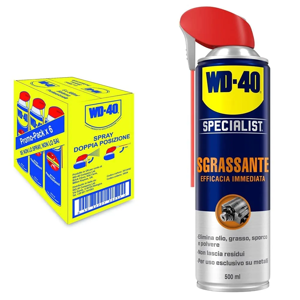 WD-40 Prodotto Multifunzione Lubrificante Spray con Sistema Professionale Doppia Posizione & Specialist Sgrassante Spray ad Efficacia Immediata con Sistema Doppia Posizione 500 ml