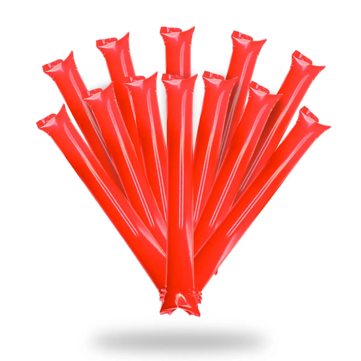 FUN FAN LINE - Pack 100 Coppie di bastoni gonfiabili rumorosi riutilizzabili. Bam Bam Thunder Accessori per Fare tifo, Feste, Animazione ed Eventi Sportivi. (Rosso)
