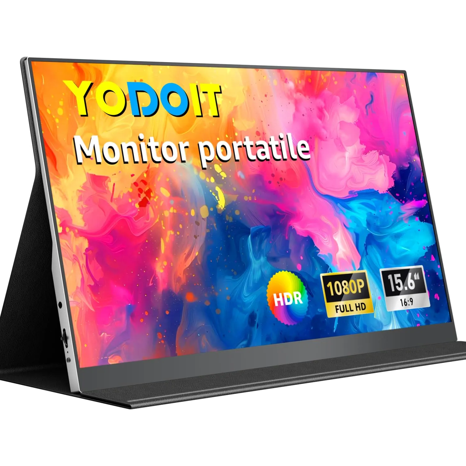 Yodoit Monitor portatile 15,6", 1920 × 1080 Schermo FHD Display IPS con USB Tipo C Altoparlanti integrati Monitor per la cura degli occhi per PC, laptop, MacBook, PS 3/4/5