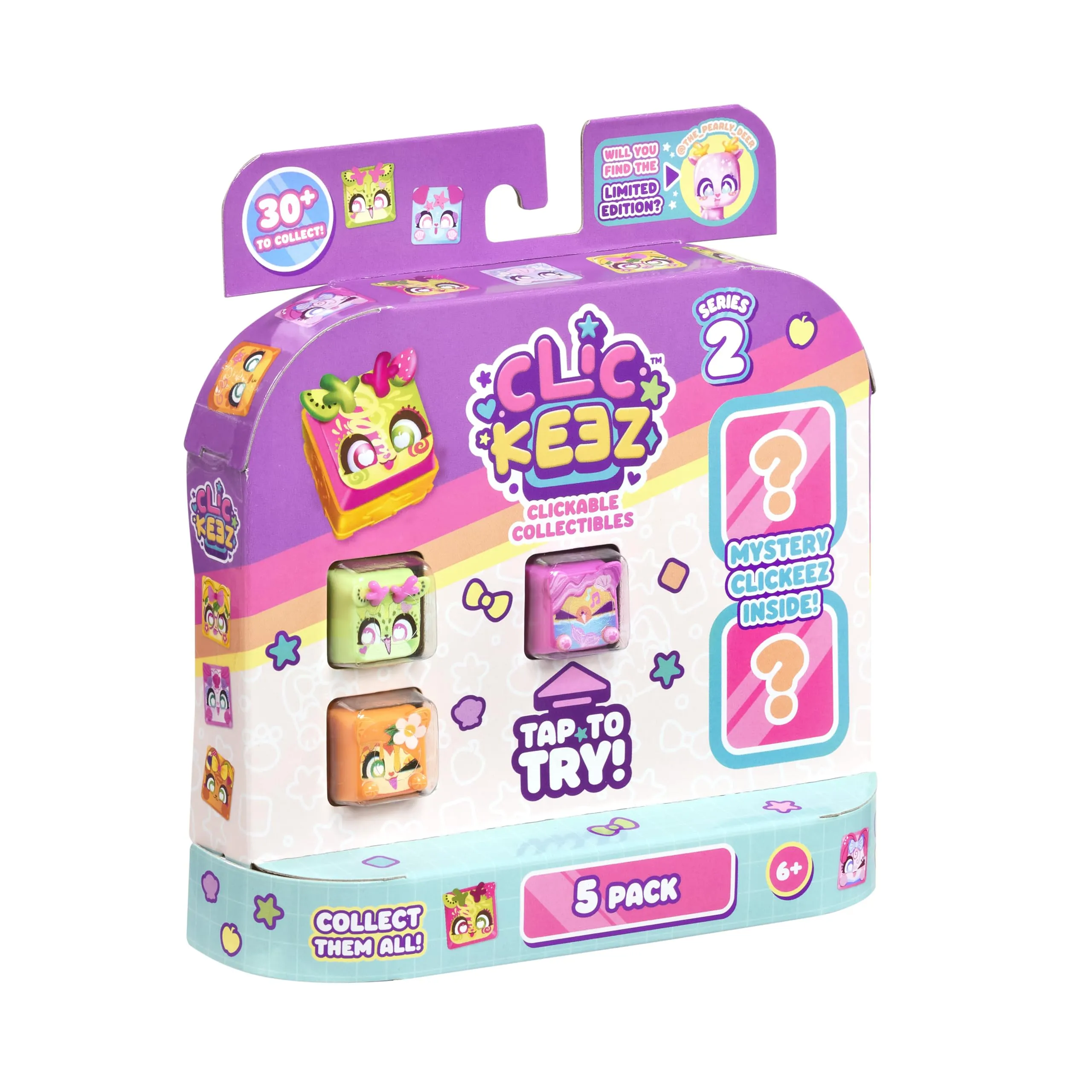 Multipack Serie 2 – 5 Mini Figure Kawaii da Cliccare – Keycap Trasformabile con Portachiavi – Fidget Toy Sensoriale con Effetto ASMR – Gioco Collezionabile – Da 6 Anni