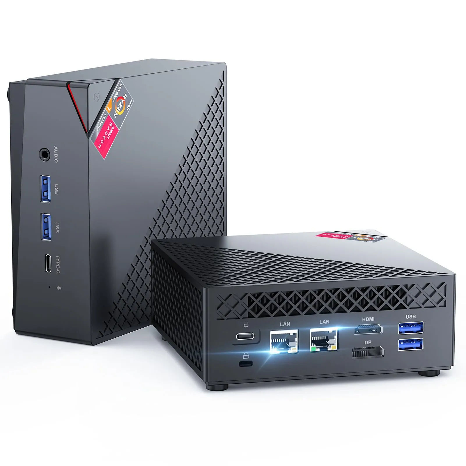 NiPoGi AM06PRO Mini PC,АMD Ryzen 7 5825U (Meglio di 5700U/5560U, Fino a 4,4 GHz),16GB DDR4 512GB M.2 SSD Mini Computer WIFI 6, BT 5.2, Dual-LAN, DP/HDMI 2.0/Type-C 4K@60Hz Triple Display Micro PC