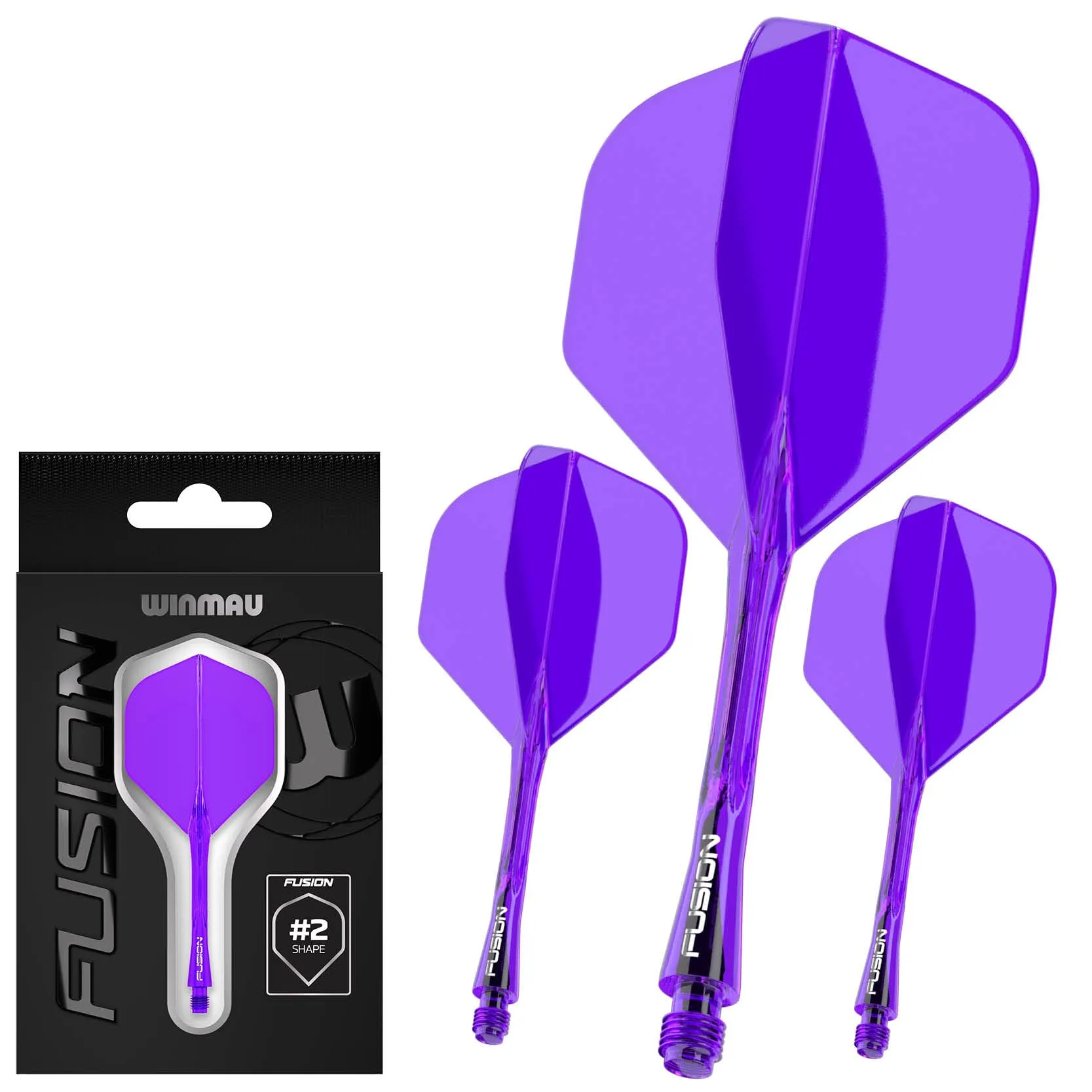 WINMAU Freccette Fusion Sistema Integrato di Volo e Albero - No.2 Forma e Design - Viola, Breve Lunghezza