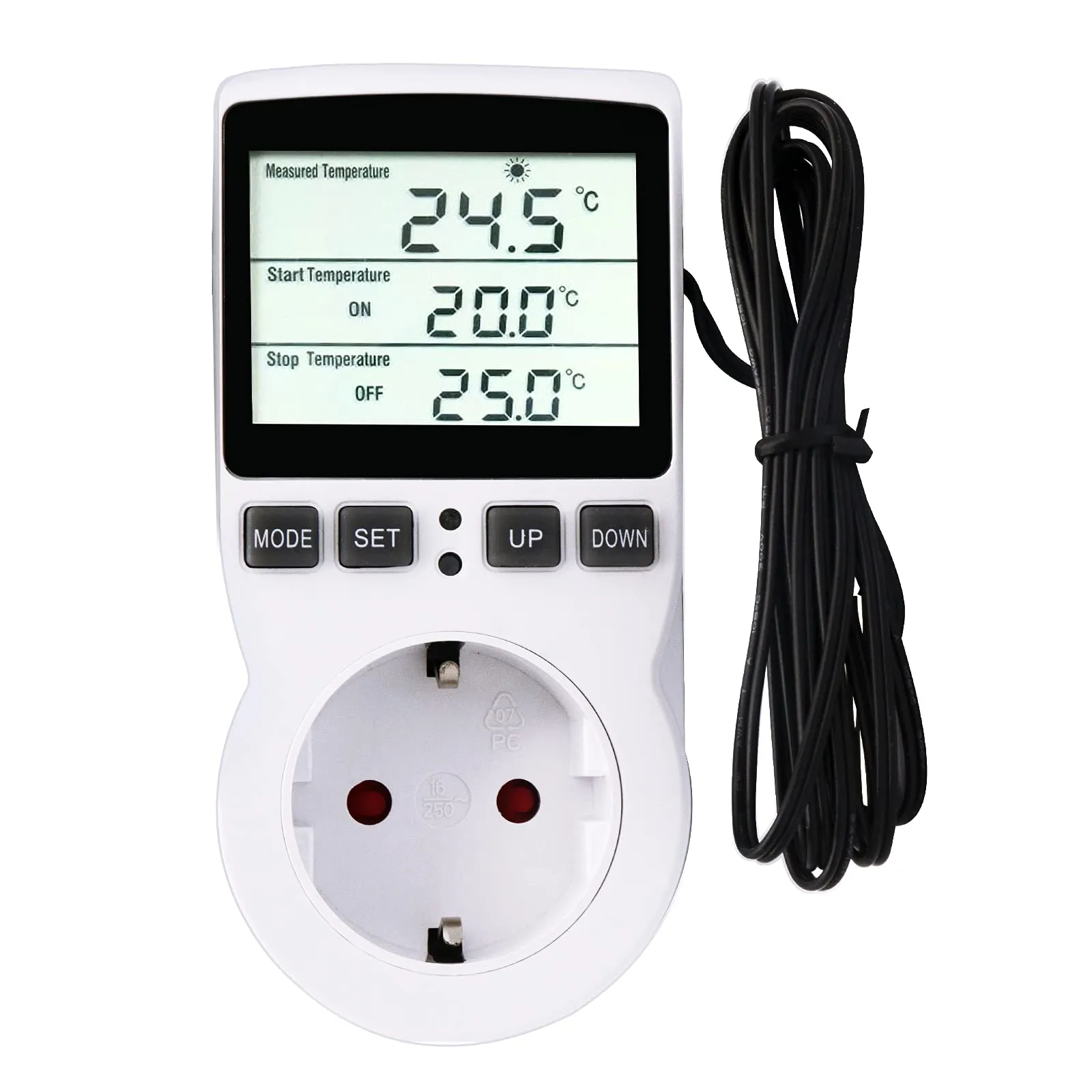 RUIZHI Digitale Termostato Regolatore Temperatura LCD Multifunzione con Timer e Sonda per Serra, Acquario, Riscaldamento, Terrario, Acquario, Rettili, Incubatore (EU)