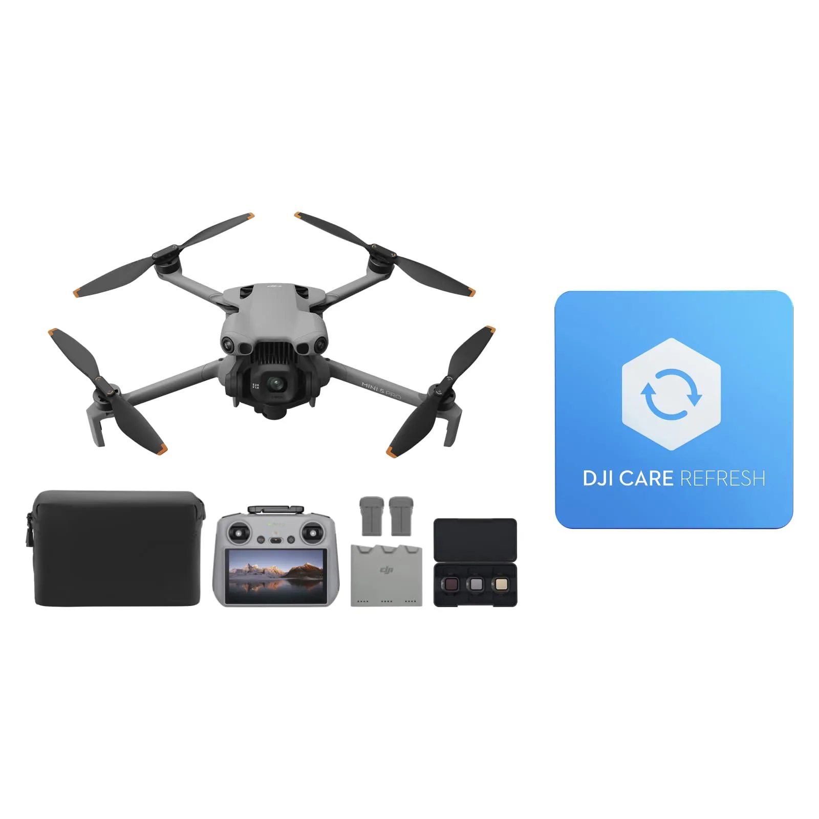 DJI Mini 5 Pro Combo Fly More con DJI RC 2 e DJI Care di 1 anno (attivazione automatica), certificato C0, drone 4K per principianti, drone con fotocamera, CMOS da 1 pollice, rilevamento degli ostacoli