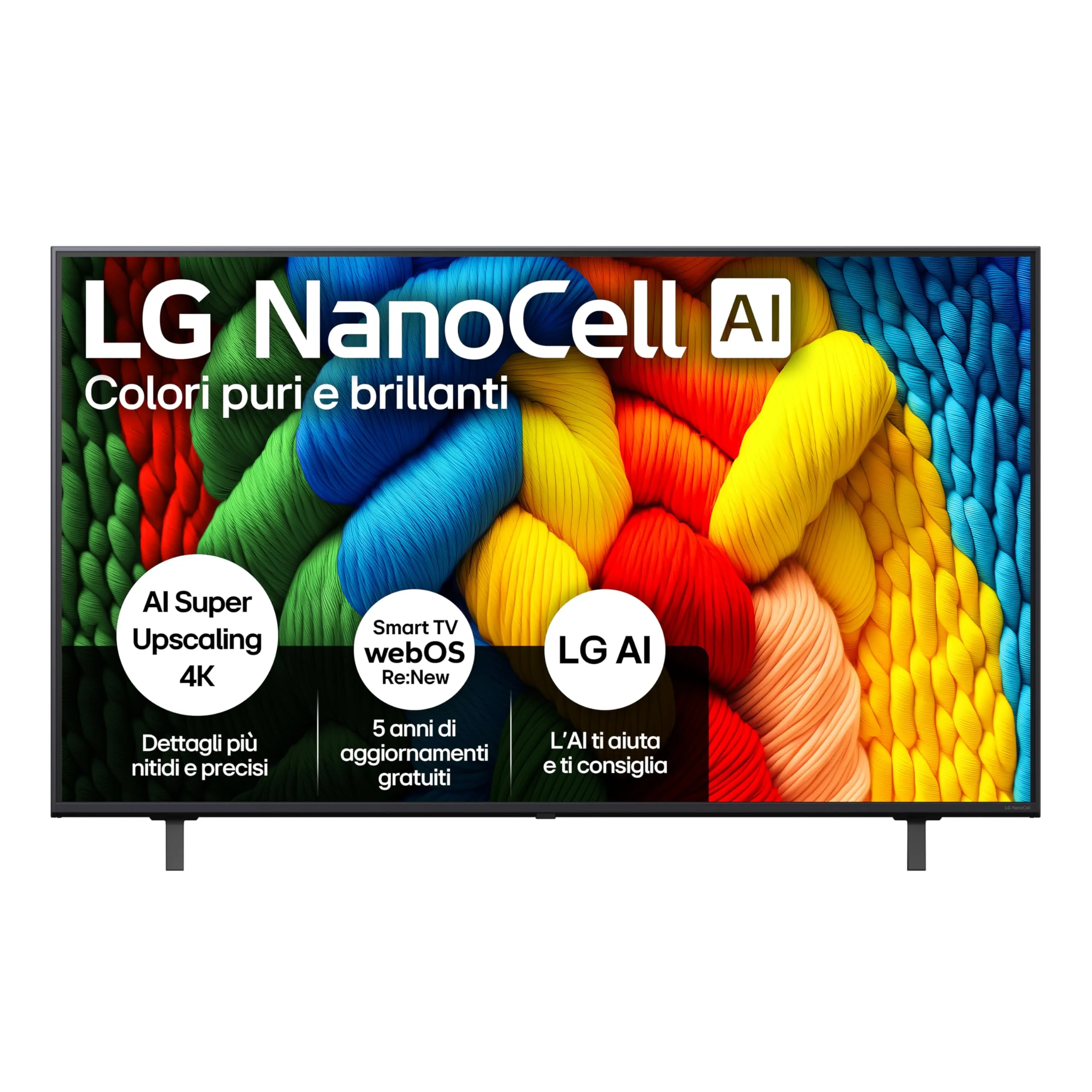LG NanoCell AI NANO80 55 pollici, Smart TV 4K, Processore α7 Gen8, Tecnologia NanoCell, webOS con AI e telecomando puntatore AI, Filmmaker mode, Gaming con VRR 4K@60Hz, 55NANO80A6B 2025