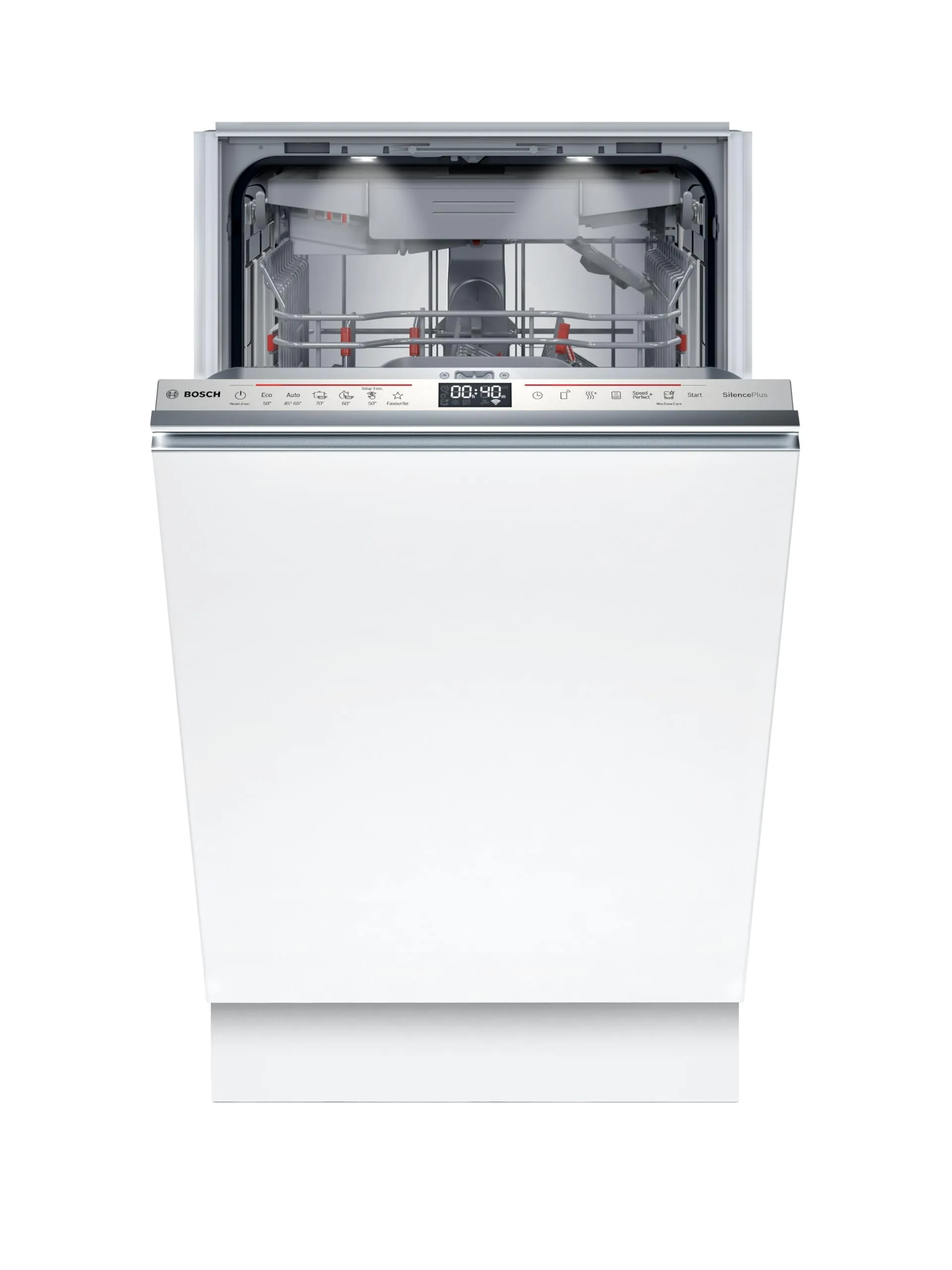 Bosch SPV6EMX09E Serie 6, Lavastoviglie Smart da incasso a scomparsa totale, 10 coperti, Cestelli personalizzabili, Motore EcoSilence Drive, Informazioni lavaggio a pavimento, 45 cm.