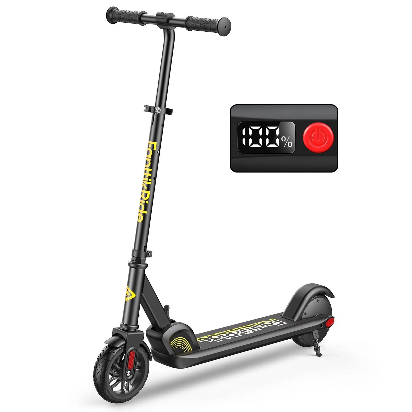 FanttikRide C9 Monopattino Elettrico per Bambini 120-160 cm, 10/16 km/h, Autonomia di 8 km, Schermo LED, Altezza Regolabile, Pieghevole, Ruote in Gomma, Leggero, per Bambini fino a 60 kg, Nero