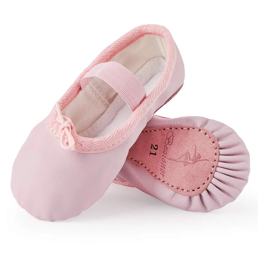 Scarpette da Danza Classica in Pelle Scarpe da Ballerina Ginnastica Ballo Pantofole per Bambina Ragazze e Donna Rosa 27