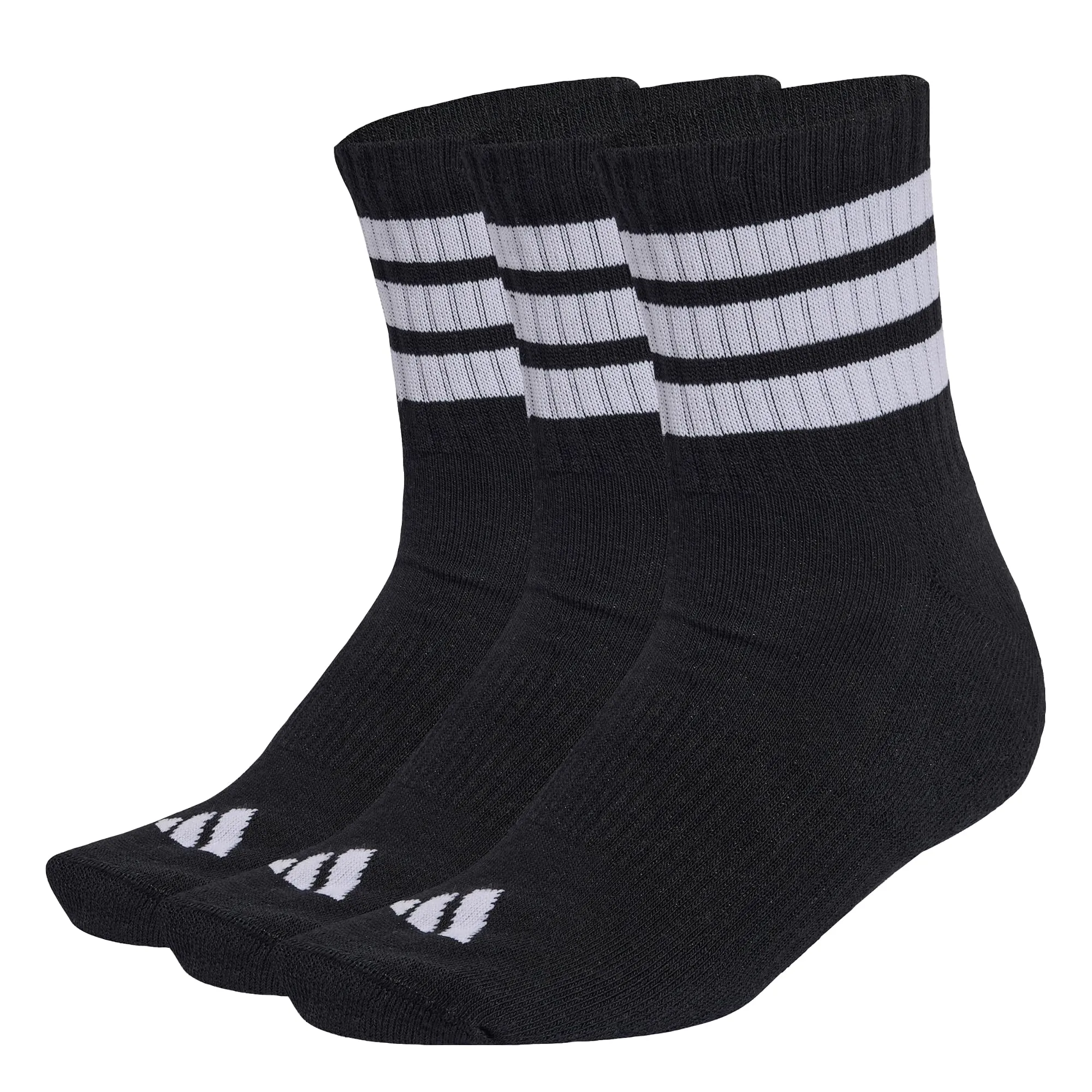 adidas Unisex - Adulto 3 STRIPES CUSHIONED SPORTSWEAR MID CUT SOCKS 3 PAIR PACK, black/white/white, 42-45
