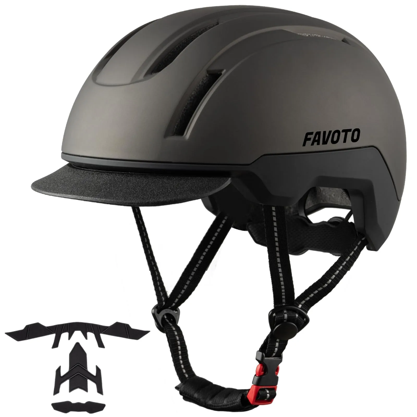 Favoto Casco da Bicicletta Urbano con Visiera - Tecnologia Double Inmould Caschi da Scooter Leggero per Adulti Certificato CE Regolabile L 57-61cm