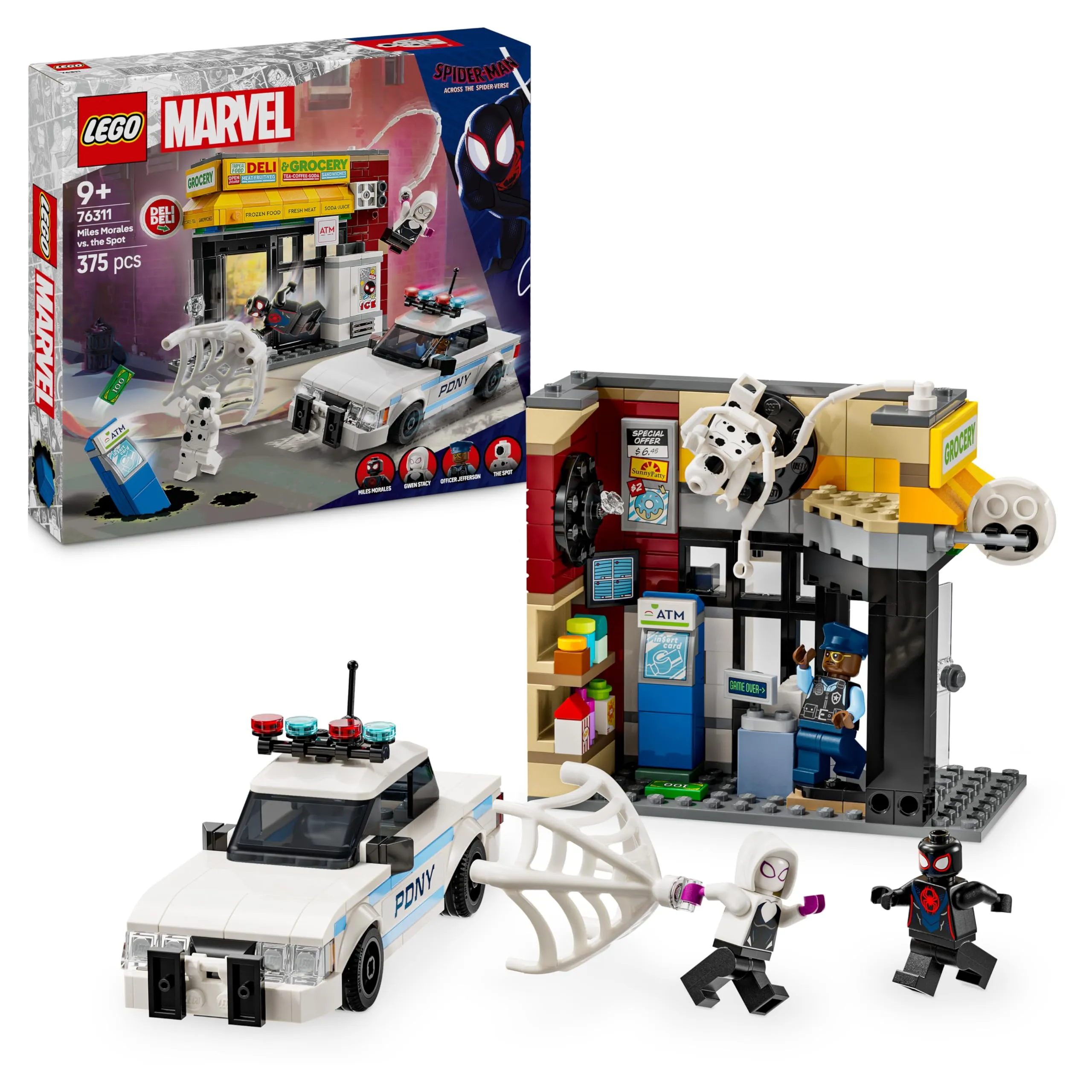 LEGO Marvel Spider-Verse: Miles Morales Contro la Macchia - Set da Supereroi con Edificio, Macchina Giocattolo da Costruire e 4 Minifigure, Giochi per Bambini e Bambine da 9 Anni, Idea Regalo 76311