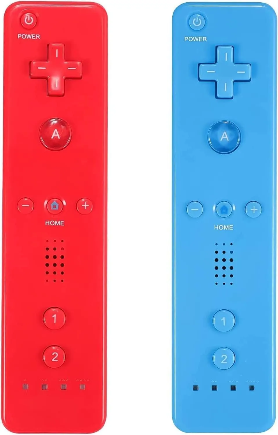 AUFGLO Controller Wii 2 Pack Telecomando Wii u con custodia in silicone e cinturino da polso (rosso + azzurro)