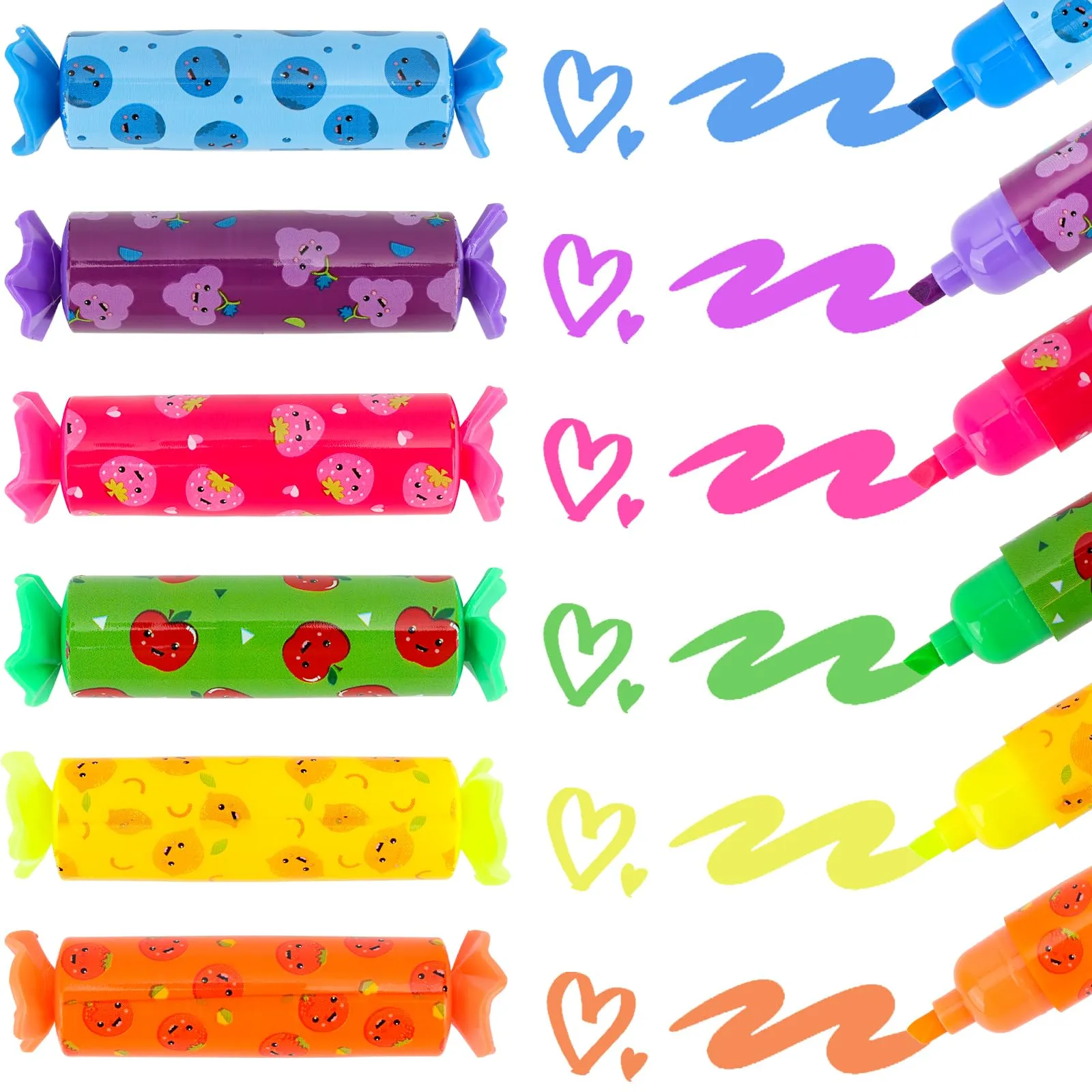 Coicok 30 Pezzi Caramelle Evidenziatori Colorate, Mini a Forma Caramella Penne Colorate, Carine Penne Bambin per Scuola Regalo Gadget Compleanno Bambini Regalini Fine Festa
