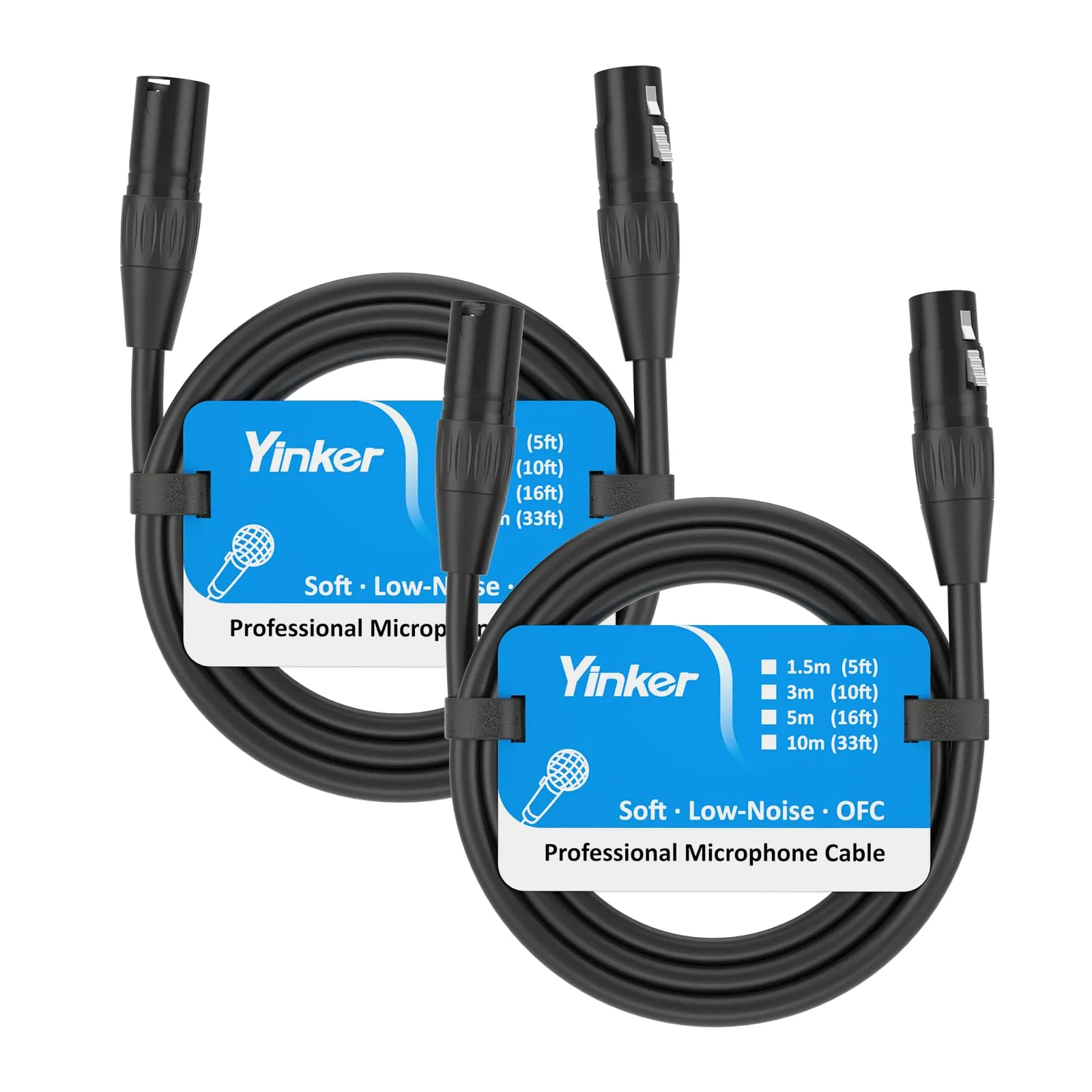 Yinker 2 pezzi cavo XLR Male-Female 3m cavo microfono XLR 3 poli maschio-femmina 2 pezzi per apparecchiature audio e sonore 3m