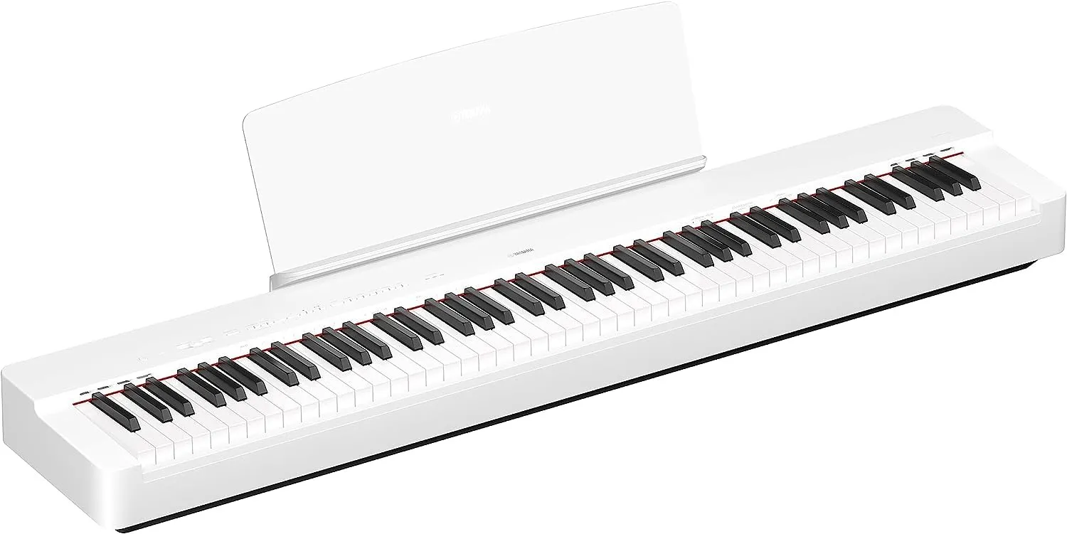 Yamaha P-225 Digital Piano - Pianoforte Digitale leggero e portatile, con Tastiera Graded Hammer Compact, 88 Tasti Pesati e 24 Suoni di Strumenti, Bianco
