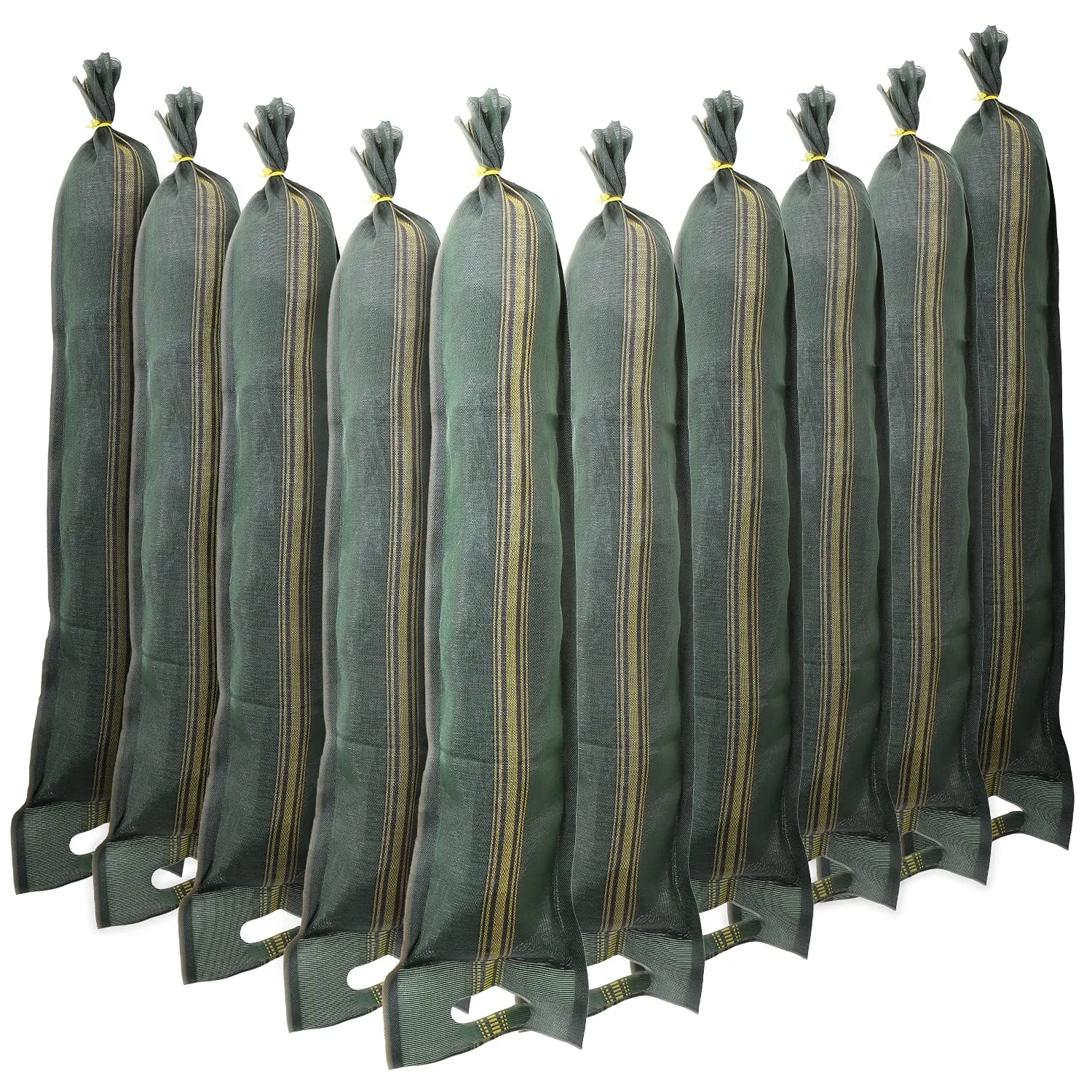 10 Sacchi di sabbia antiallagamento per porte – Sacco vuoto per sabbia per alluvioni – Barriera contro le inondazioni con impugnatura (25 x 100 cm)