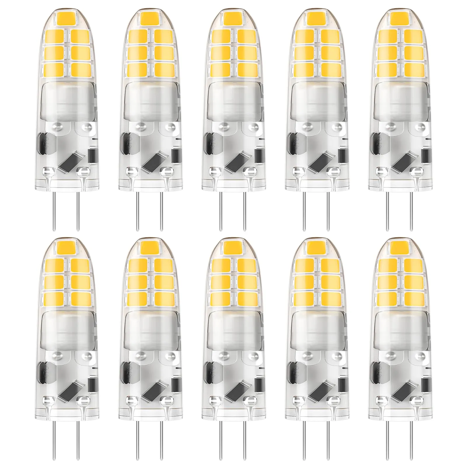 DiCUNO Lampadina LED G4, 2W equivalente alogeno 20W, 200LM, Bianco neutro 4000K, 12V, Non dimmerabile, Lampadina piccola a risparmio energetico per cappe/lampadari, 10 Pezzi