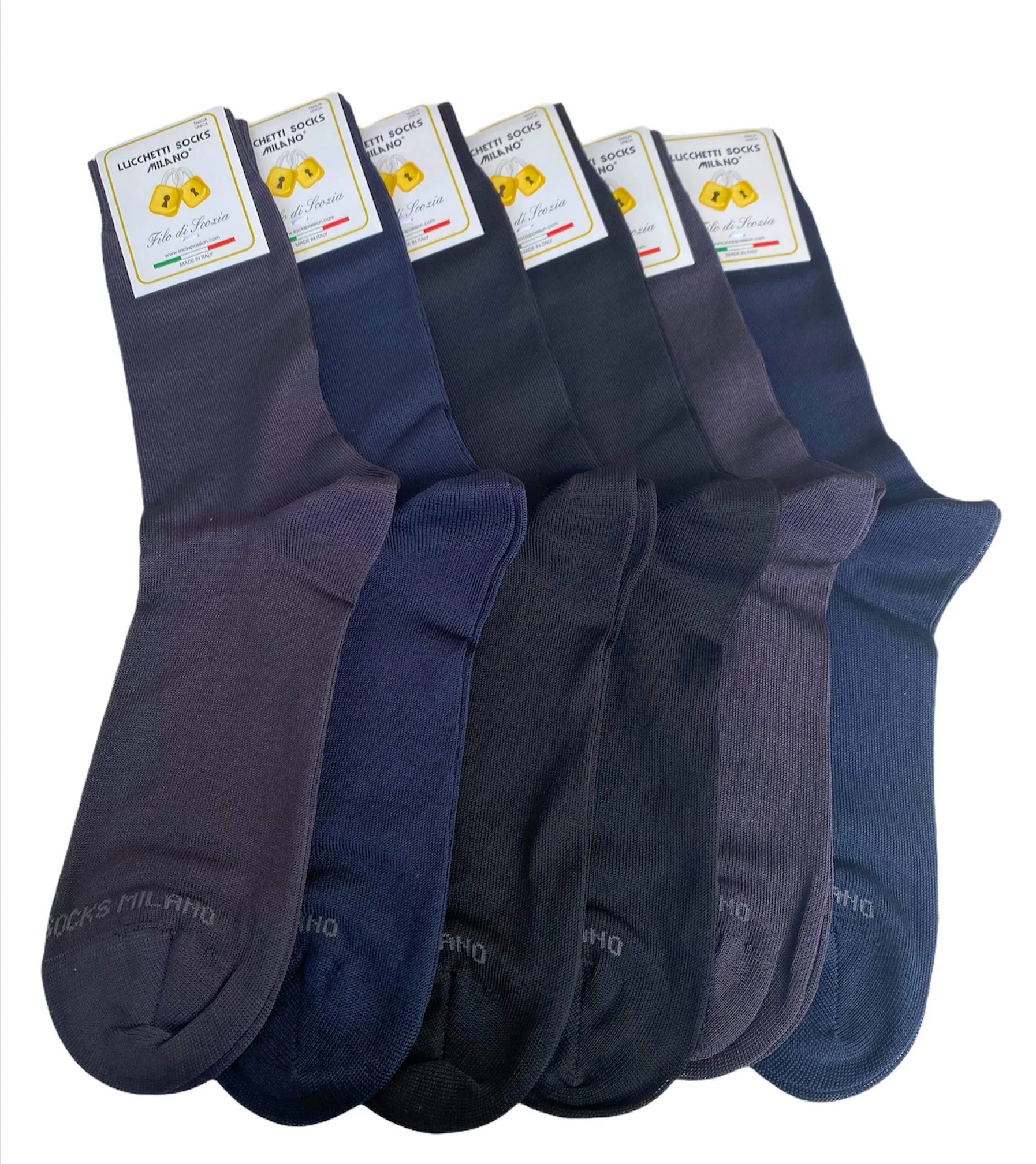 Lucchetti Socks Milano 6 paia calze uomo CORTE cotone filo di scozia elasticizzato estive in fantasia