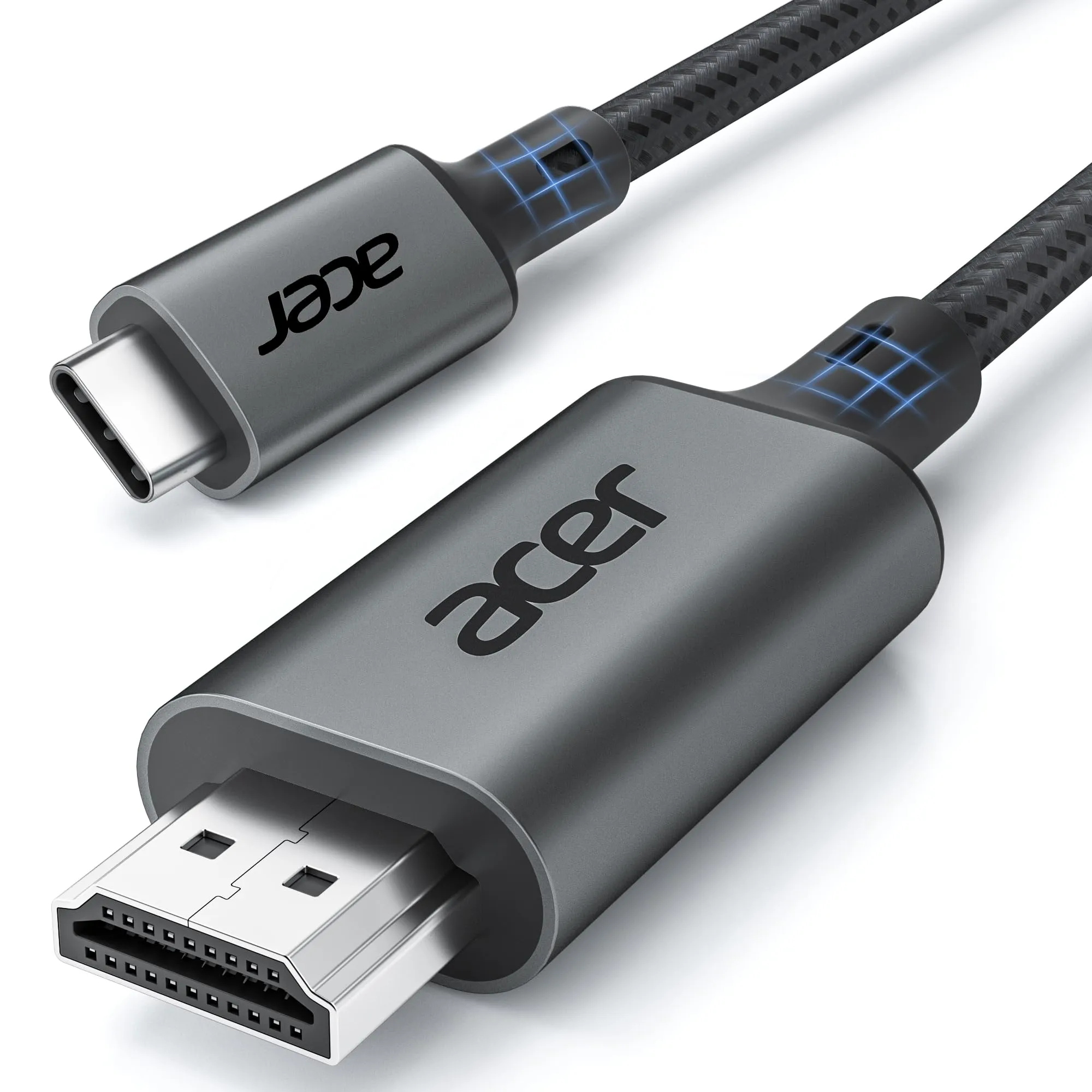 acer Cavo USB C a HDMI 4K@60Hz, cavo Thunderbolt 4 3 Type C HDMI 2.0 compatibile con iPhone 16 Plus Pro Max 15 MacBook Pro Air Surface Pro 10 iPad Pro Air Galaxy S24 Ultra 2M