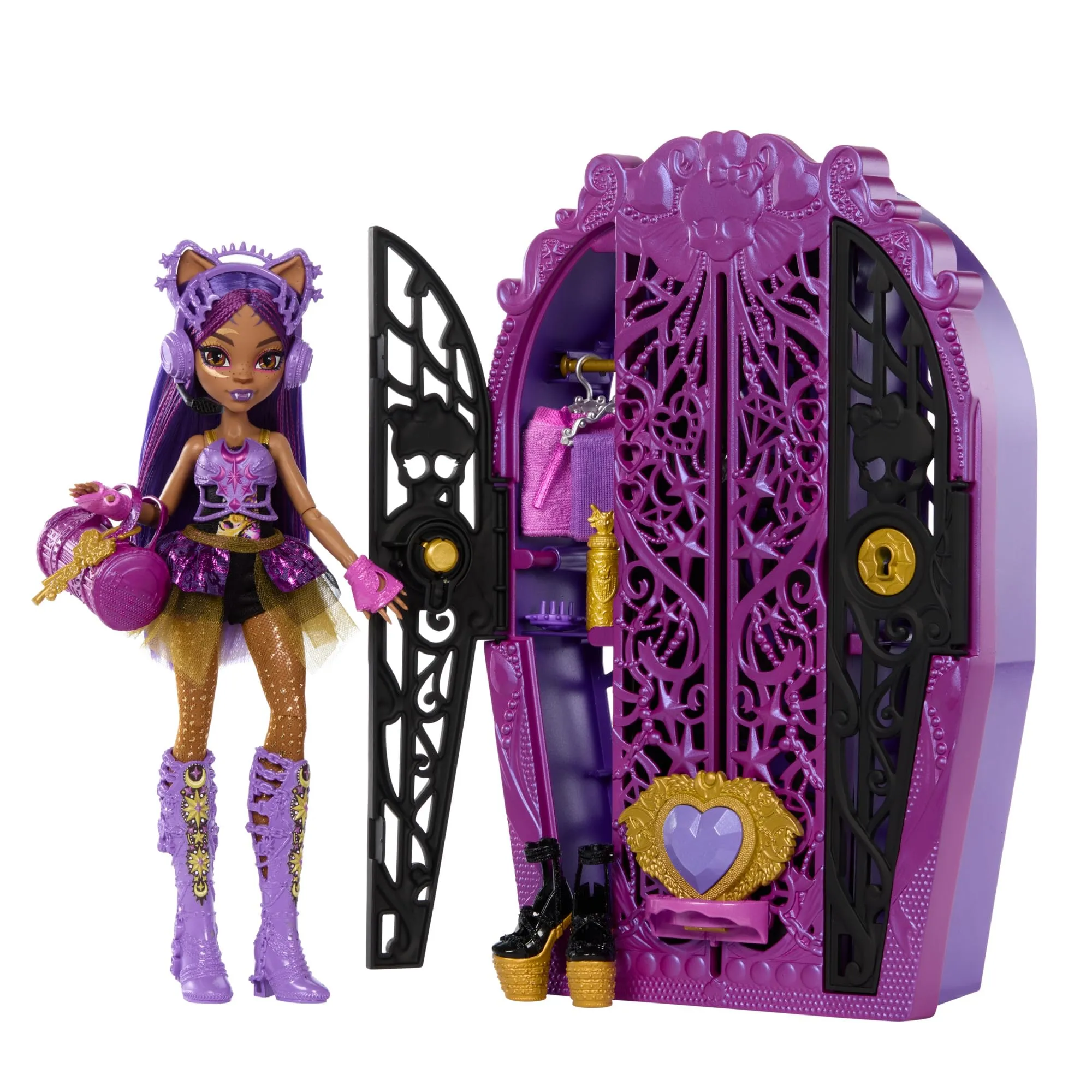 Monster High - Segreti da Brivido Clawdeen Wolf Misteri Mostruosi, set con bambola e guardaroba, 19 soprese e capi d'abbigliamento inclusi, giocattolo per bambini, 4+ anni, HXH85