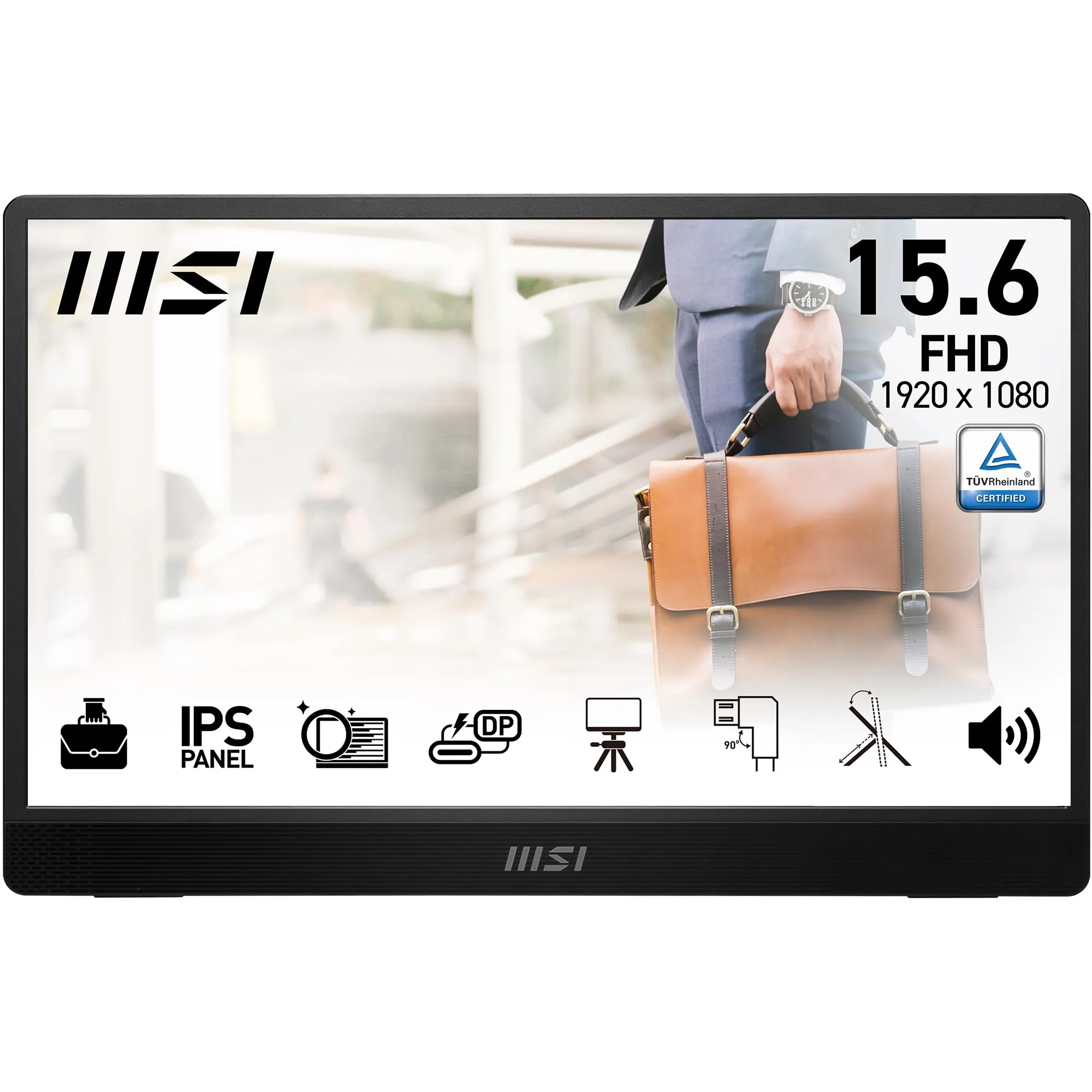 MSI PRO MP161 E2U Monitor portatile FHD 15,6" - Pannello IPS (1920 x 1080), 60Hz, Schermo aEye-Friendly (PC, Laptop, Mobile) - Mini-HDMI™ 2.0b (FHD@60Hz), 2 x USB Type-C