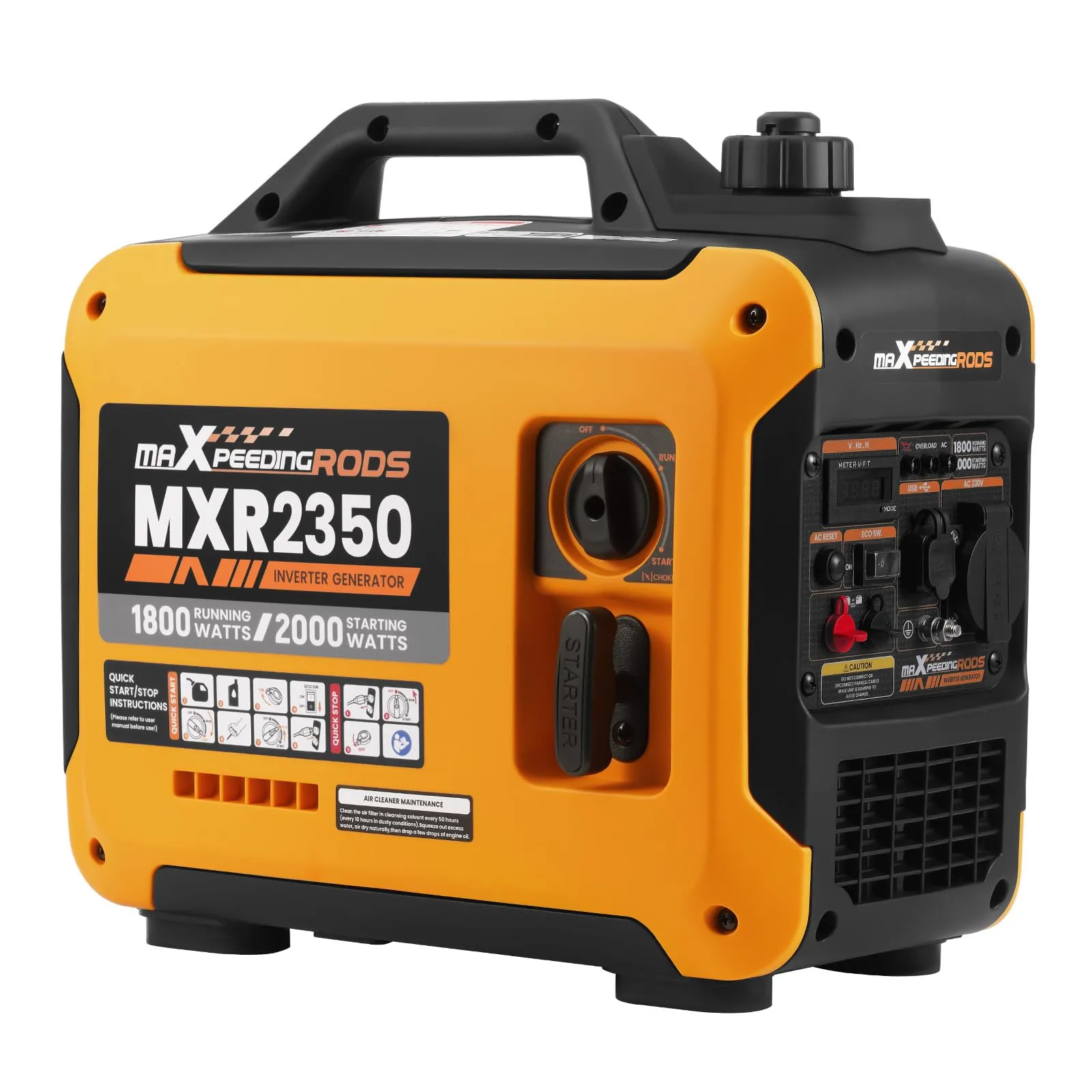 maXpeedingrods Generatore di Corrente Inverter Portatile 3500W Benzina 4 tempi con 2 prese 230V Silenzioso e leggero come generatore di emergenza domestica per Garage Officina Cantiere Camping