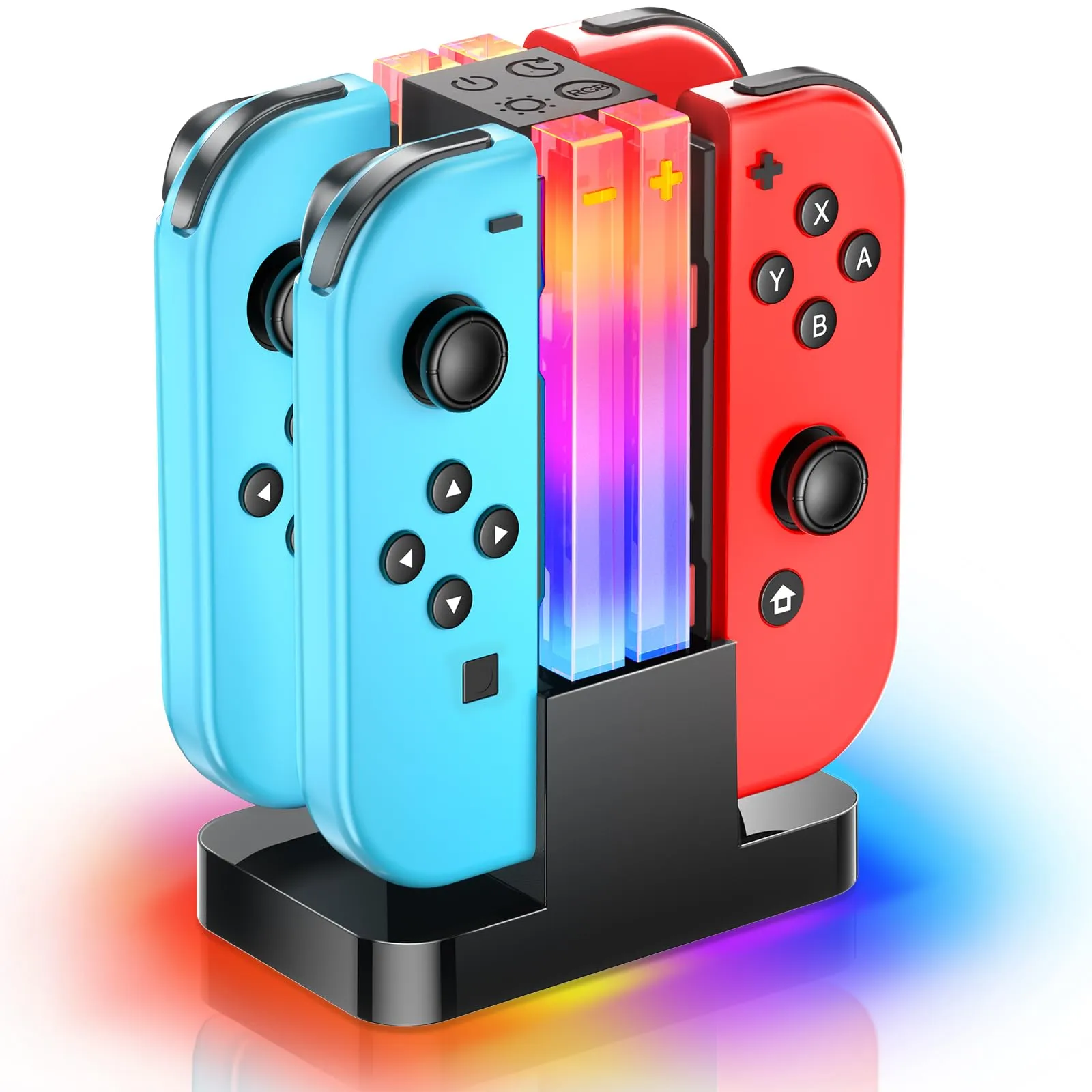 Wenocally Switch Controller Charger Dock Skins per PS Joy cons Compatibile con Nintendo Switch Controller e Controller Modello OLED con 6 Modalità di Luce RGB e Funzione Timer