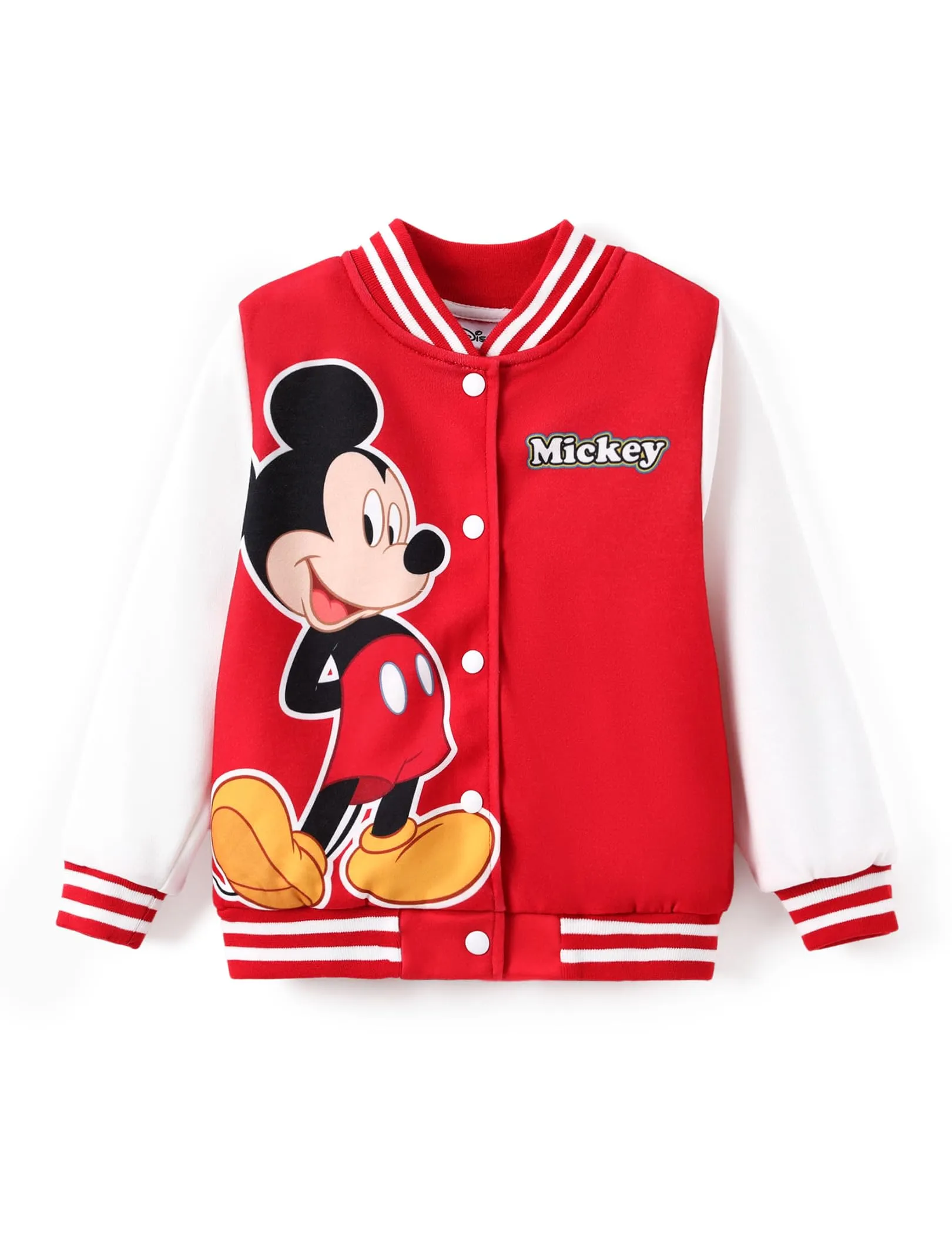 Disney Minnie Mouse Topolino Stitch Kids Varsity Bomber Giacca leggera con bottoni felpa per bambini grandi, Topolino-rosso, 6-7 anni
