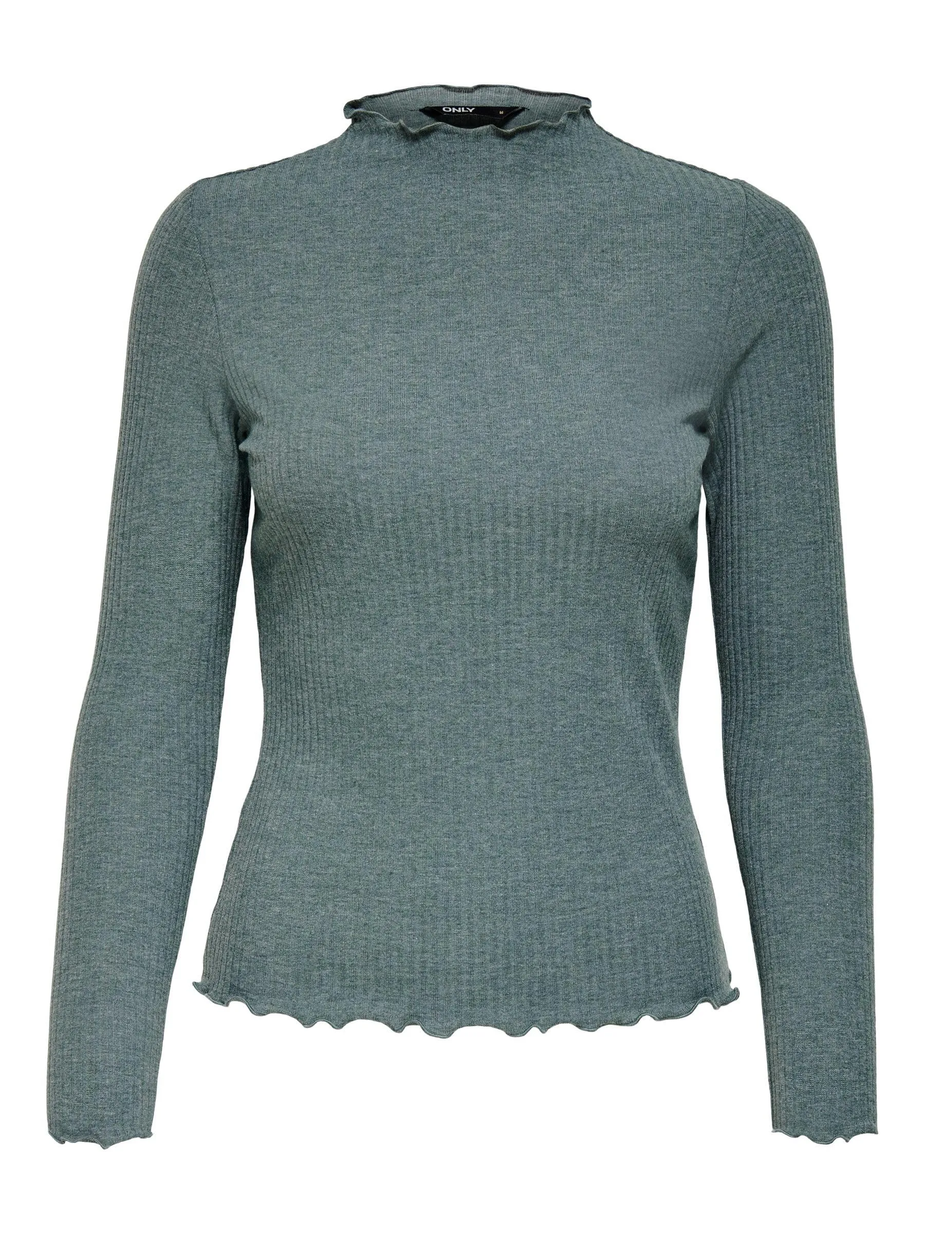 ONLY Onlemma L/S High Neck Top Noos Jrs T-Shirt, Verde (Balsam Green/Melange), L Donna