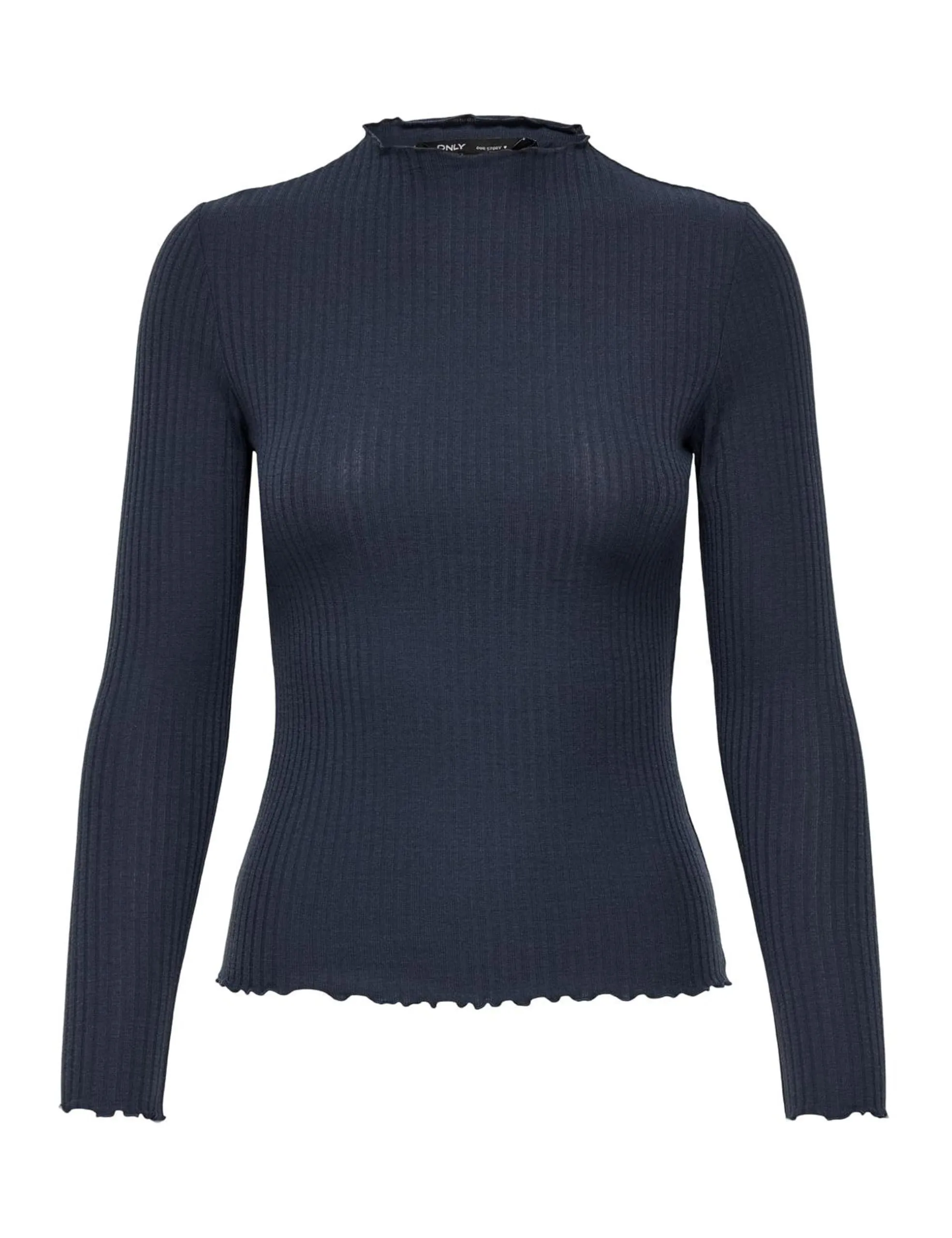 ONLY Onlemma L/S Noos Jrs-Maglietta a Collo Alto Maglia a Maniche Lunghe, Blue/Dettaglio: mélange, S Donna