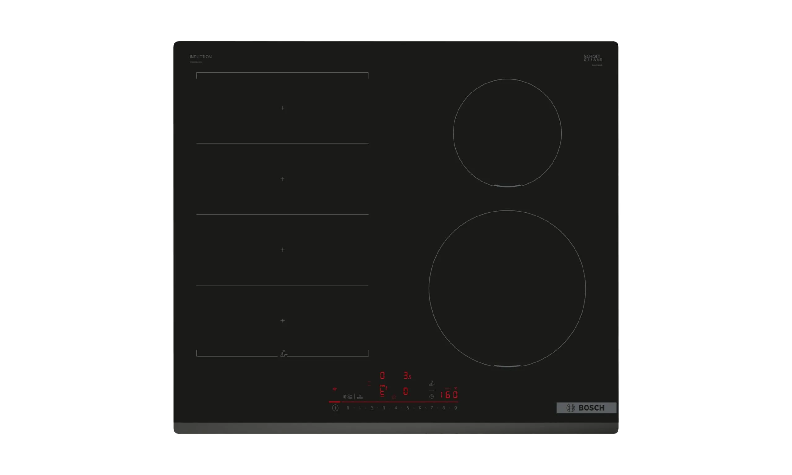 Bosch PUE612BB1E Serie 6 Piano cottura a induzione, Senza profili, Controlli Touch, Riscaldamente ultra rapido, Controllo bambini, Con limitatore di potenza, Bianco, 60 cm.