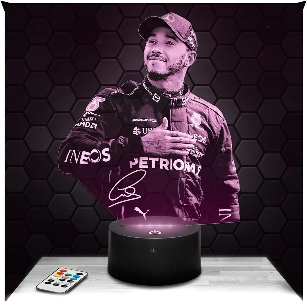 Lampephoto.fr - Lampada 3D Lewis Hamilton Pilota F1, Decorazione Formula 1 Monoposto, Idea Regalo oggetto Lewis Hamilton Pilota F1 Luce Notturna Adulto Decorazione Camera, Idea Regalo Natale TOP