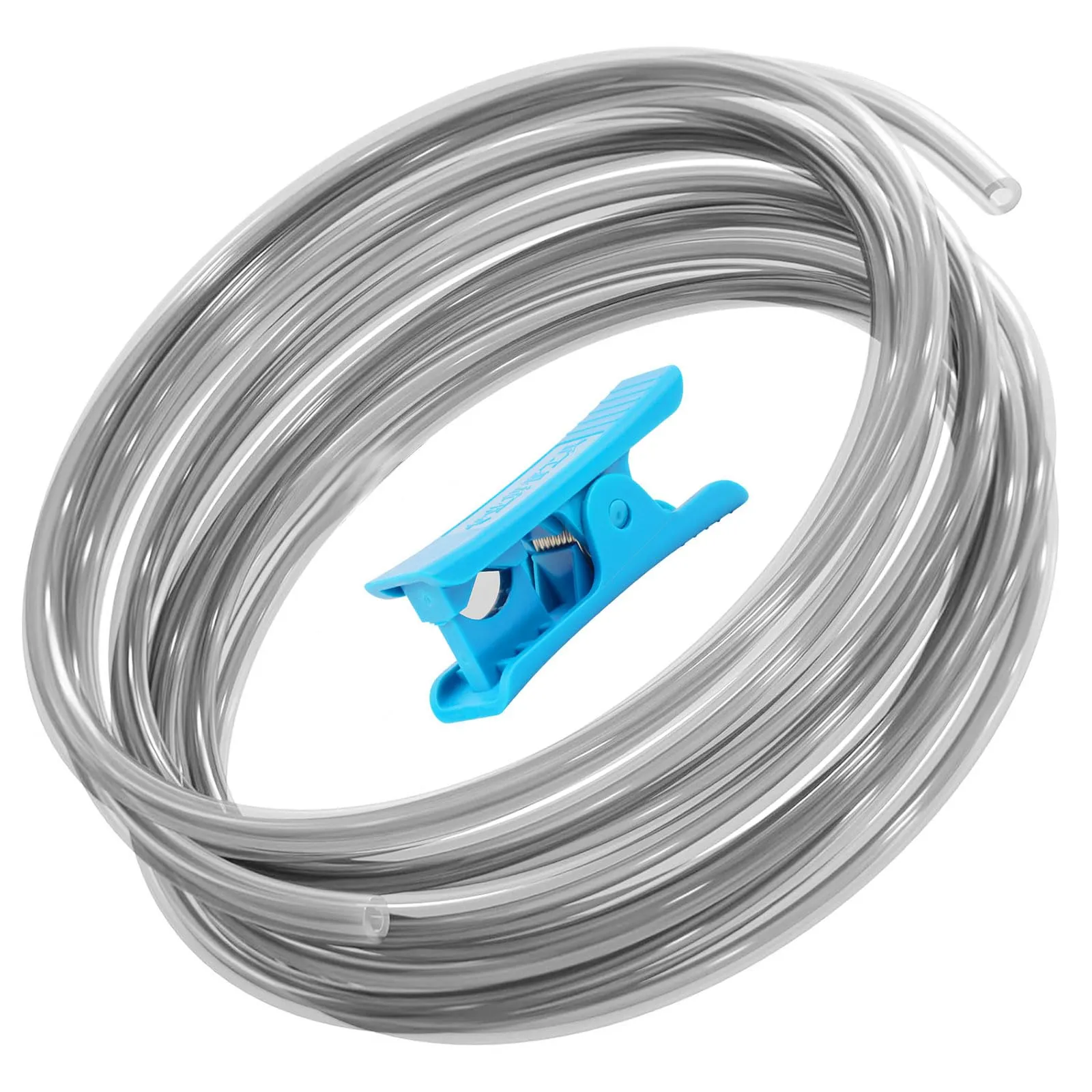 Redrex 5M PTFE Tubo 1.75mm Filamento con Taglierina for Bambu Lab A1/A1 mini/P1P/P1S/X1C, Heat Resistant, Alta Lubrificazione 2.5mm IDx4mm OD Compatible with K1/K1 Max/Ender 3 V3 (Grigio Traslucido)