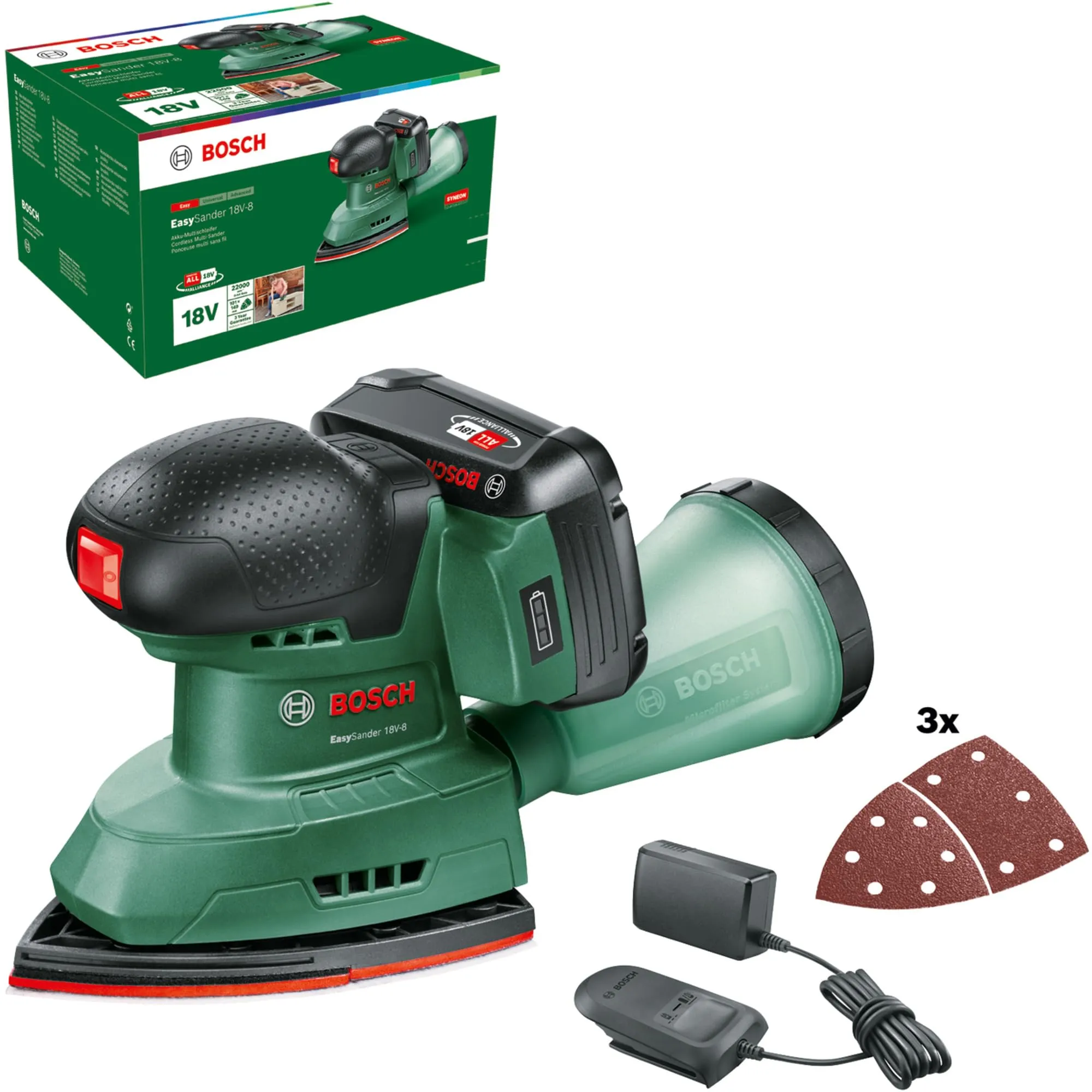 Bosch Home and Garden EasySander 18V-8 06033E3002 Akku-Multischleifer incl. batteria ricaricabile, incl. caricabatteria 1