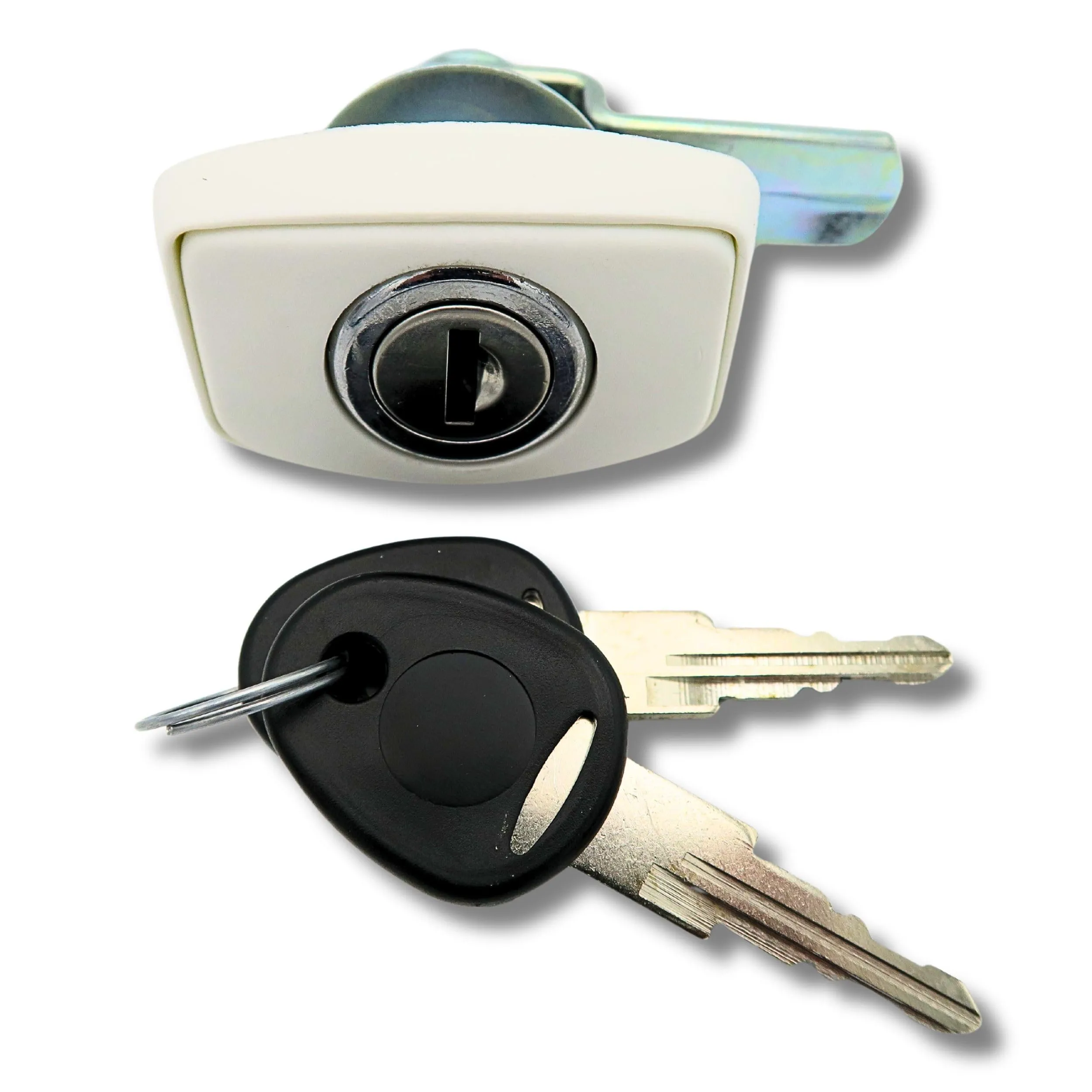 Generico Serratura per Camper e Roulotte FAP - Ideale per Gavone e Sportello Gas - 38x56 mm - Bianco con Cilindro FAP New System e 2 Chiavi Incluse - Ricambio per Caravan e Accessori Camper