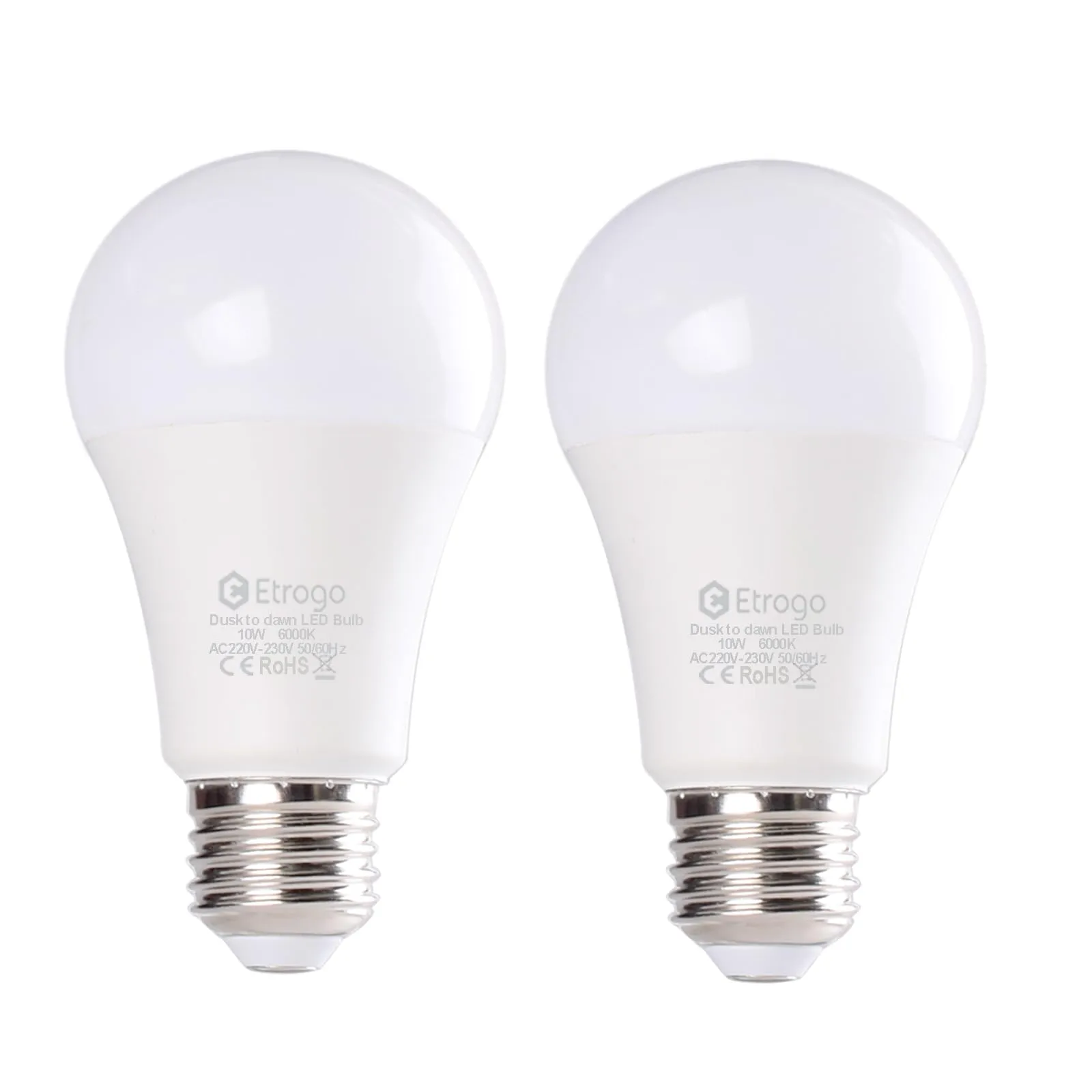 Etrogo Lampadine Led Con Sensore Crepuscolare E27 Sensor Luce di Bianca Calda 3000K 10W 100W Equivalenza Auto On/Off 2 Pezzis
