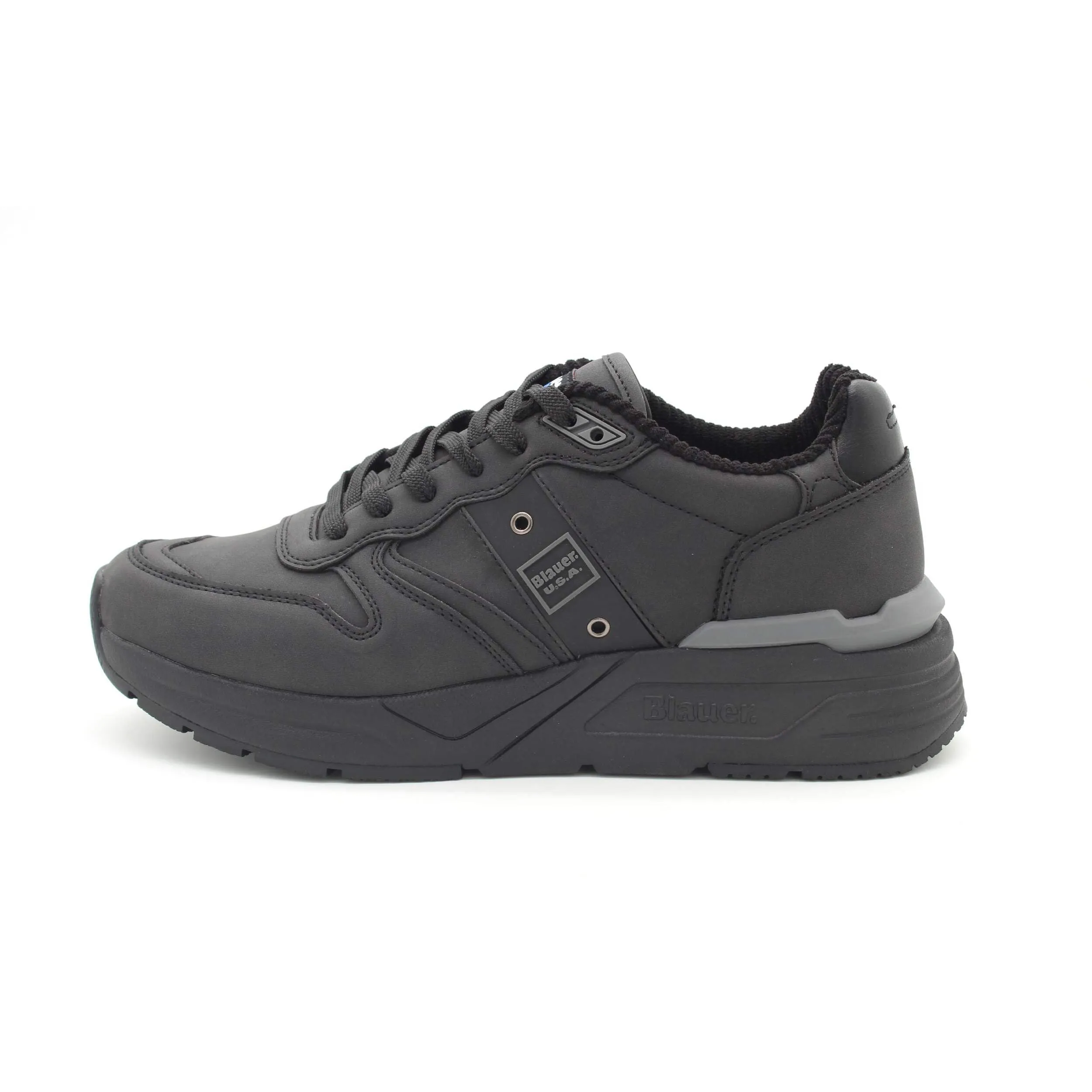 Blauer F5ray04 Sneakers Con Lacci In Ecopelle Da Uomo BLACK 43