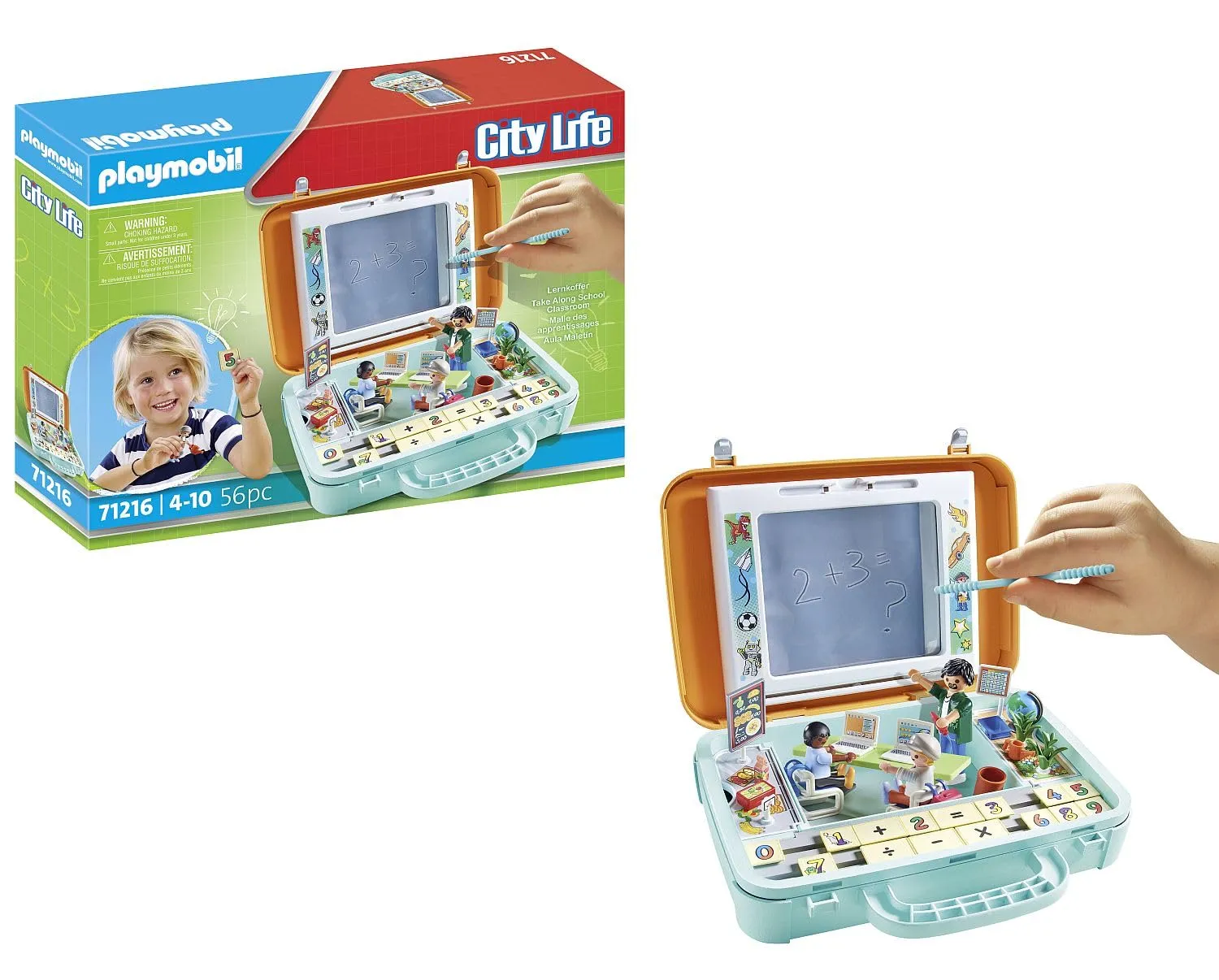 PLAYMOBIL City Life 71216 Valigetta Gioca e Impara, Articolo, Esercizi di Matematica e Lavagna per Scrivere, Giocattolo educativo, Giocattolo per Bambini dai 4 Anni in su