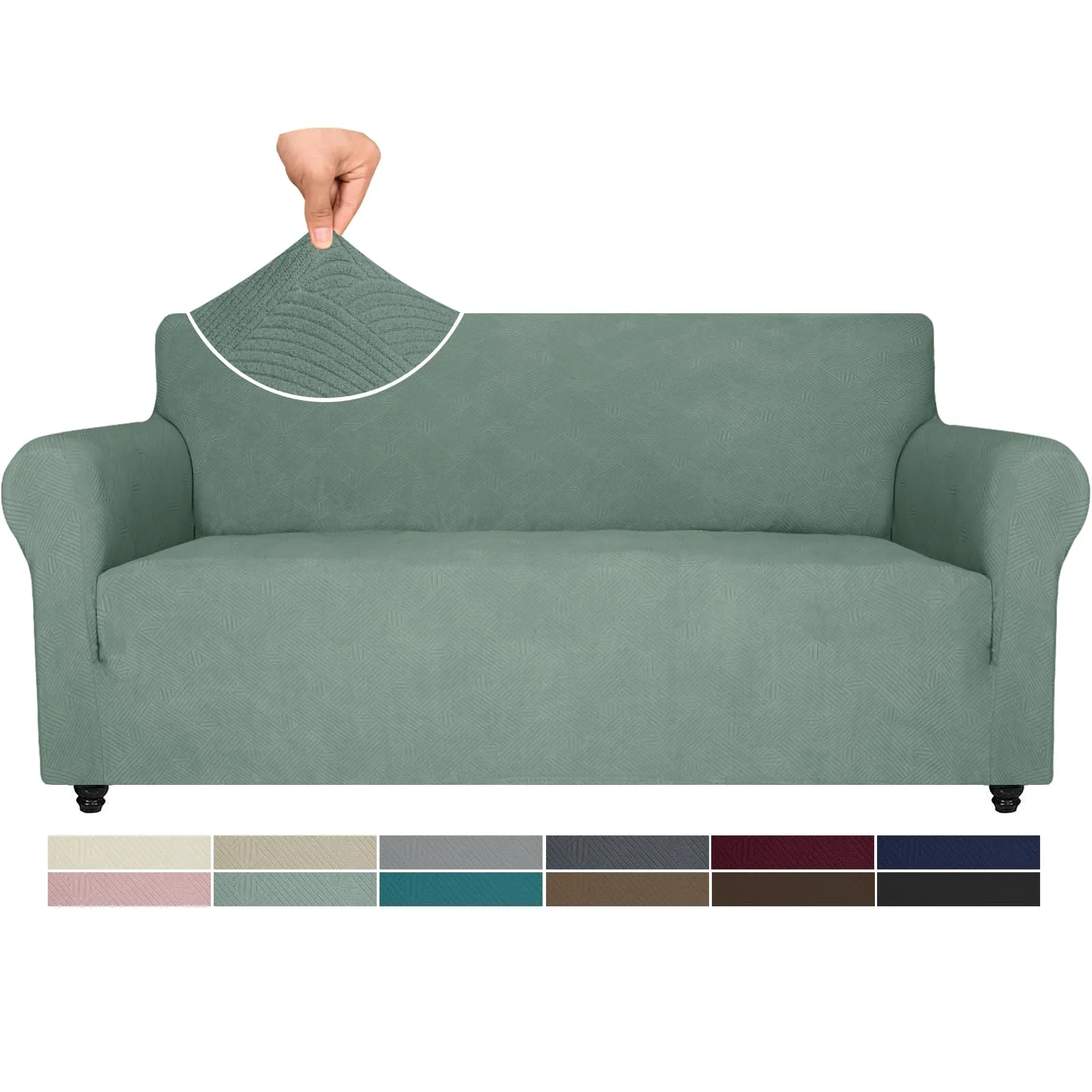 Ystyle Copridivano 3 Posti Con Braccioli, Copri Divano Antigraffio Gatto, Copridivani Elasticizzati, Pesante Inverno Copri Divani, Fodera Divano Antimacchia Lavabile Antiscivolo, Verde Chiaro