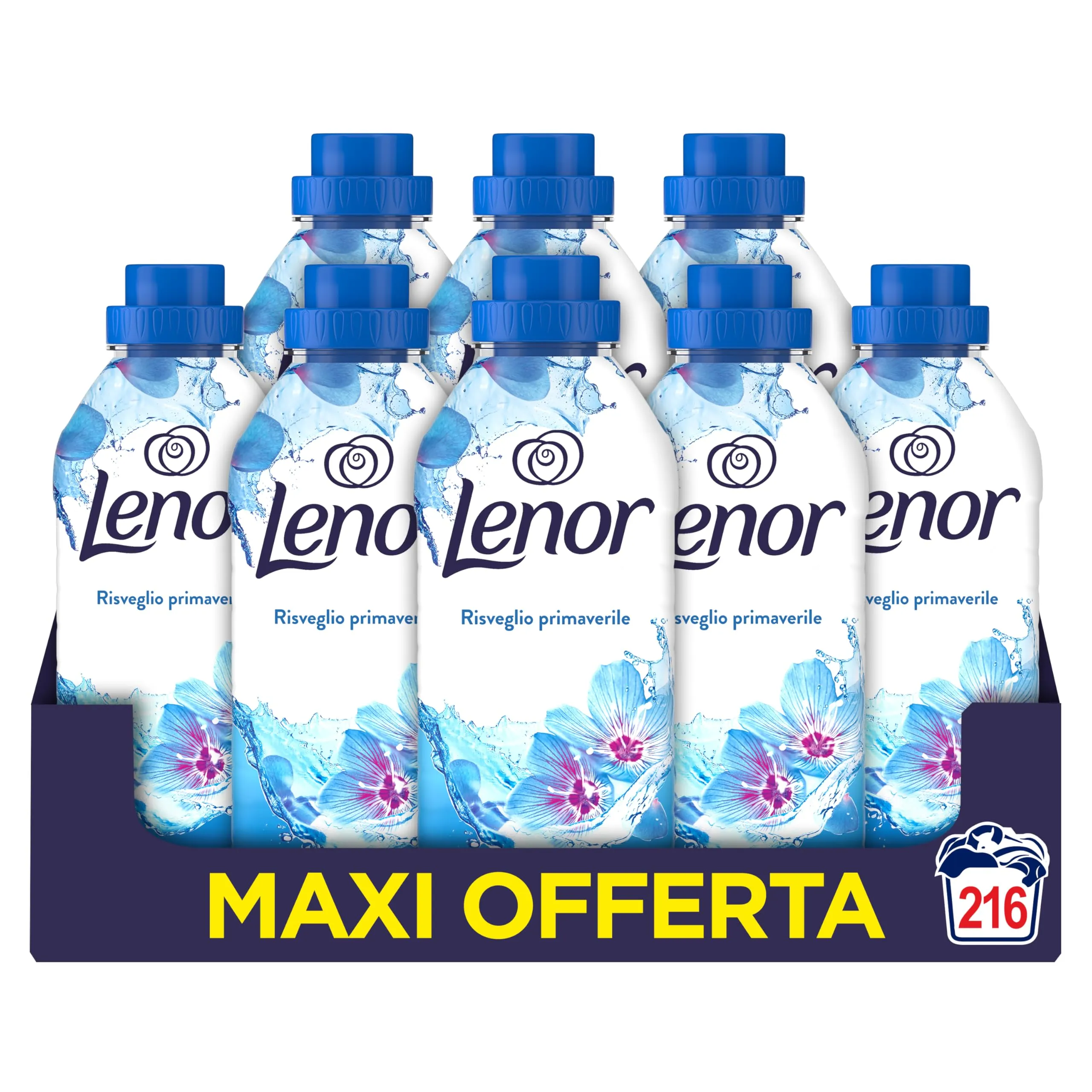 Lenor Ammorbidente Lavatrice Concentrato 216 Lavaggi (27x8), Risveglio Primaverile, Lenzuola Che Profumano Di Pulito Fino A 1 Settimana