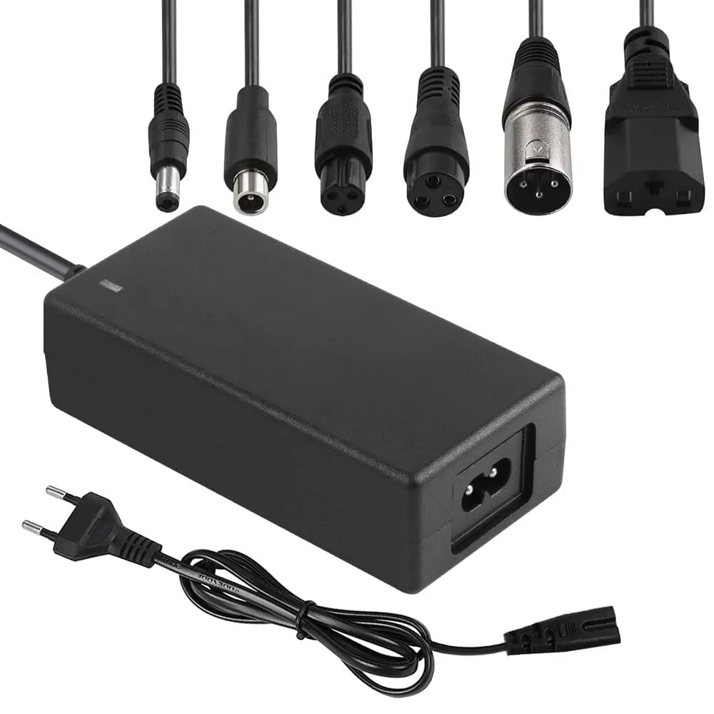 Gobesty Caricatore Monopattino Elettrico, 42V 2A Caricabatteria per Scooter Elettrico con 6 Connettori per Xiaomi Scooter,36V Hoverboard,Bici Equilibrata,Drifting Board