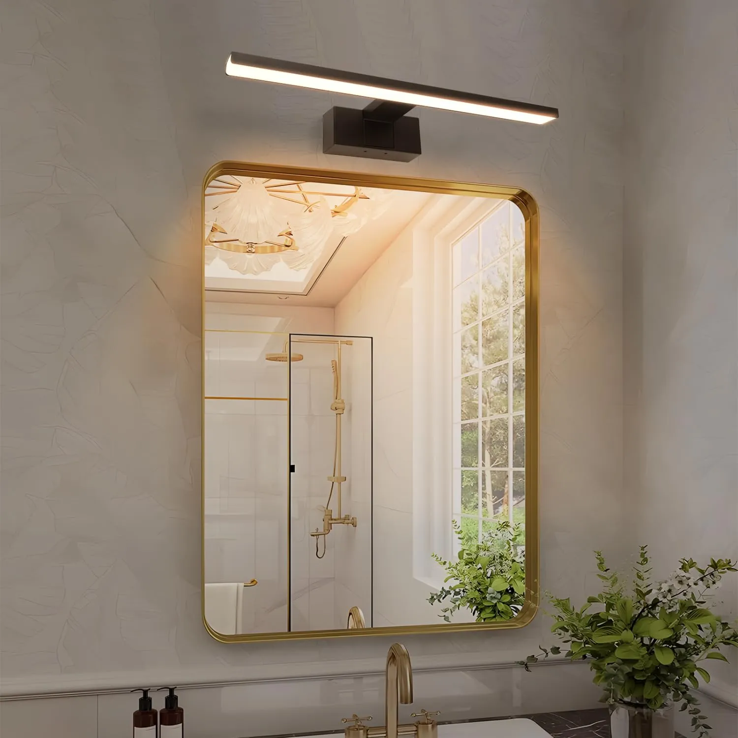 Aigostar Luci LED Specchio Bagno 40cm 8W 560LM Bianco Caldo 4000K IP44 – Lampada da Parete per il bagno 230V Nero (Illuminazione Vanità/Estetica)