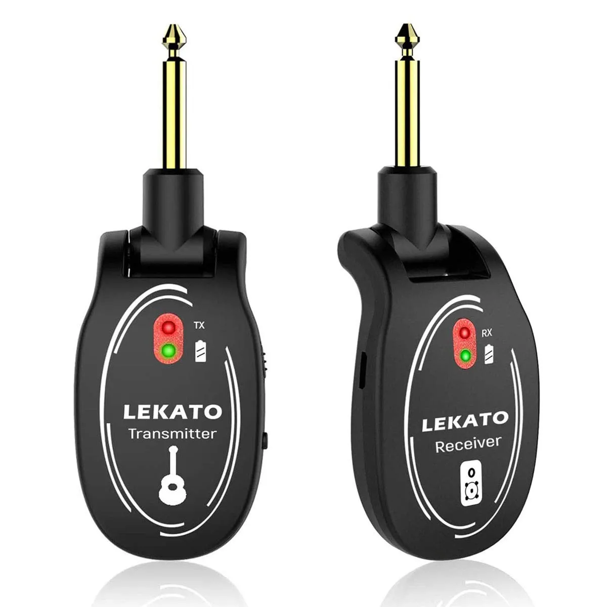 LEKATO - Sistema di chitarra wireless con trasmettitore e ricevitore, 4 canali