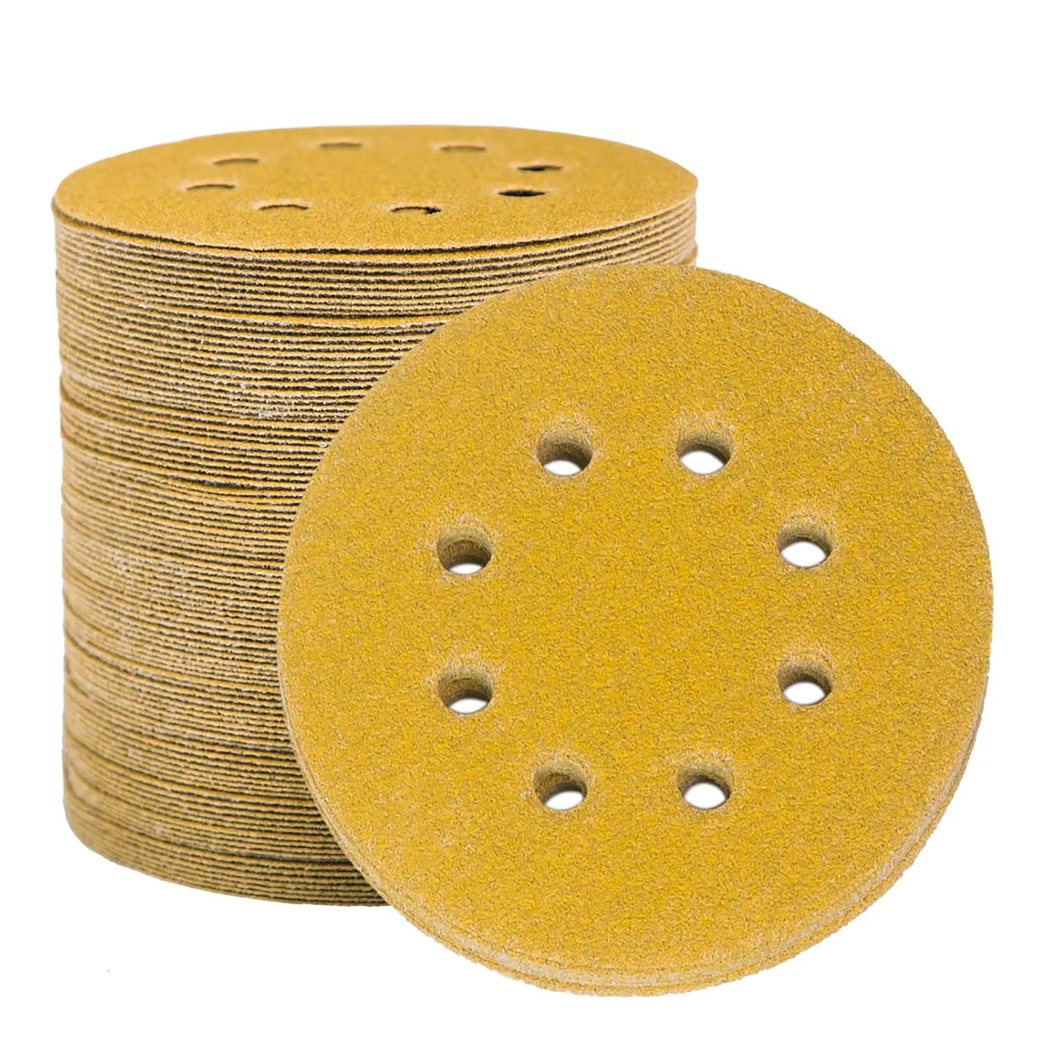 STEBRUAM 100 Pezzi Dischi Abrasivi da 125 mm Fogli di Sabbia a Disco 40 Graniglie Carte Abrasive 8 Fori Levigatura Carta Vetrata Smerigliatrice a Grana Grossa Cuscinetti per Levigatrice Orbitali