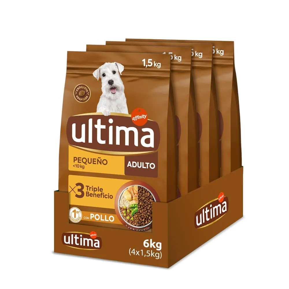 Ultima Cibo per Cani Mini Adulti con Pollo, Pack 4 x 1,5kg