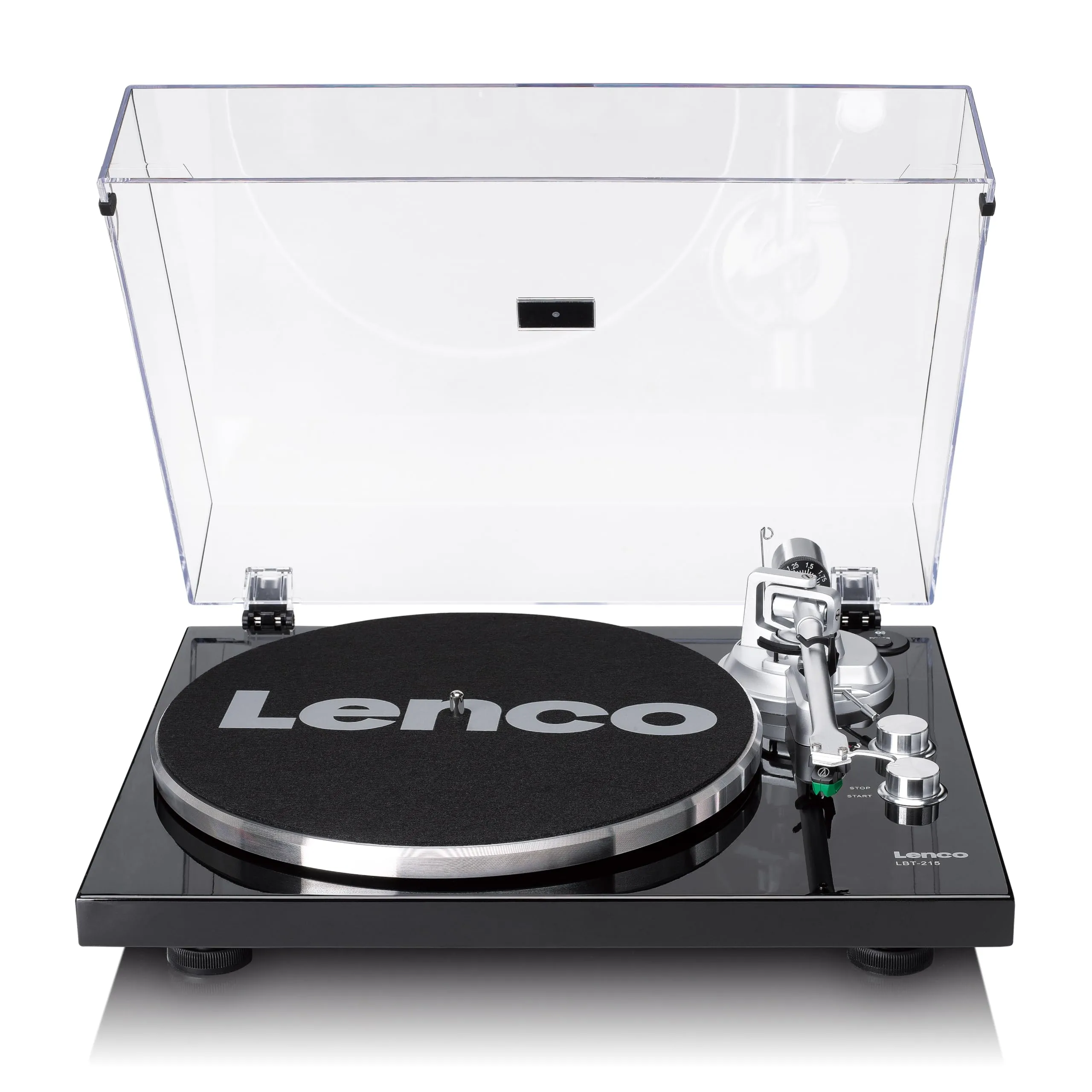 Lenco LBT-215BK - Giradischi con Bluetooth® e un piatto in metallo, braccio e contrappeso, colore nero esclusivo