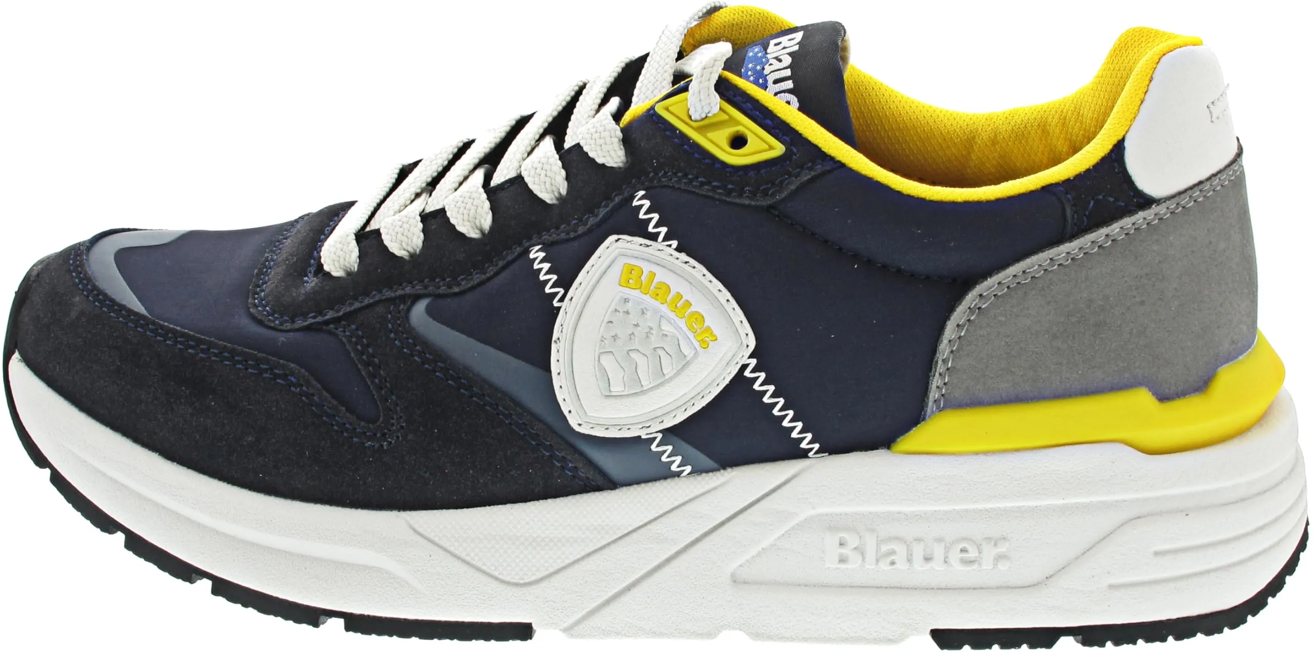 Blauer S5ray01 Sneakers Con Lacci In Tessuto/camoscio Da Uomo NAVY/YELLOW 42